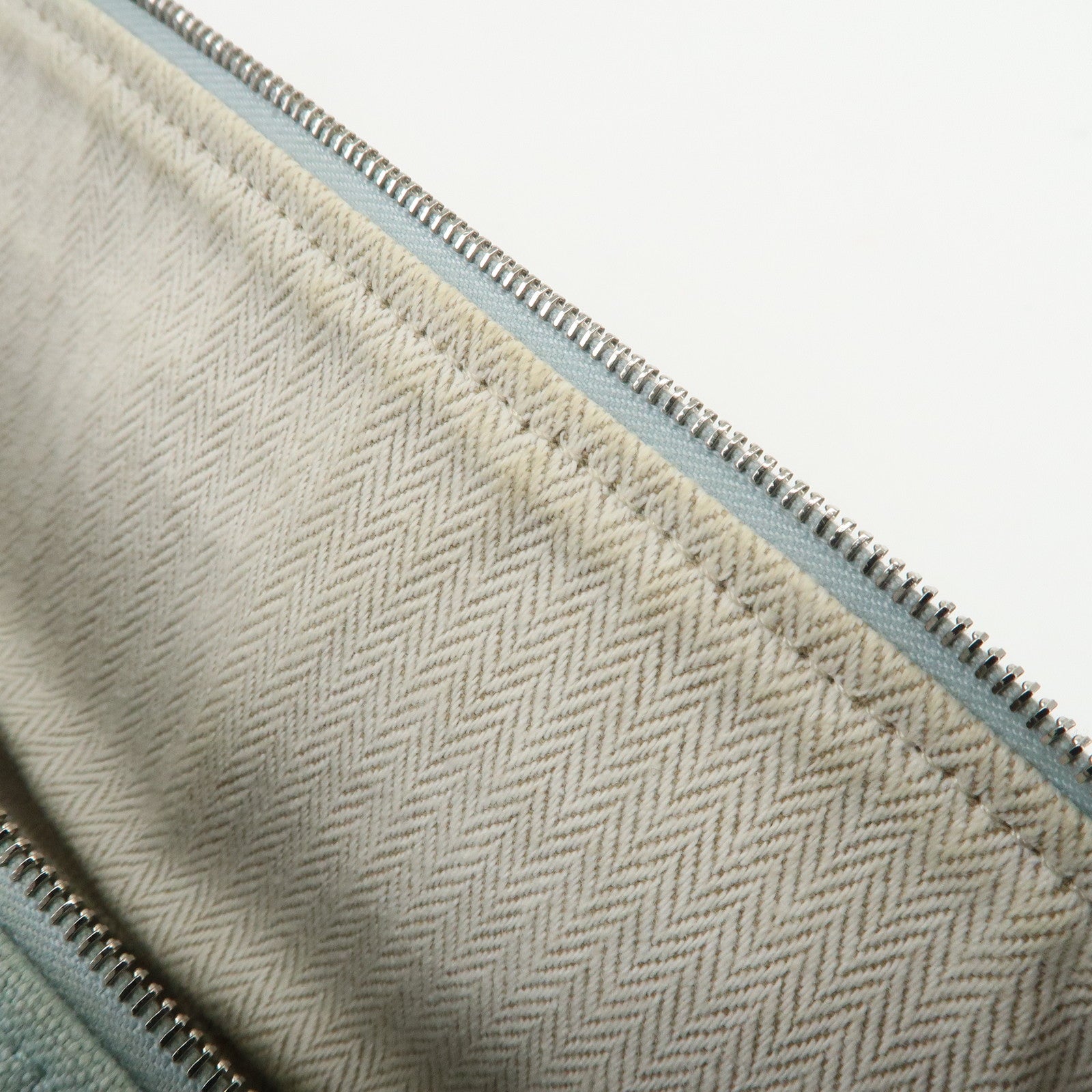 HERMES Bride A Brac GM Canvas Leather Hand Bag Pouch Light Blue