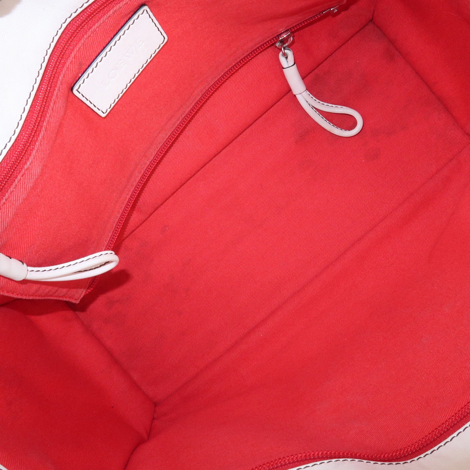 LOEWE Anagram Leather Shopper Tote Bag Shoulder Bag Hand Bag Ivory