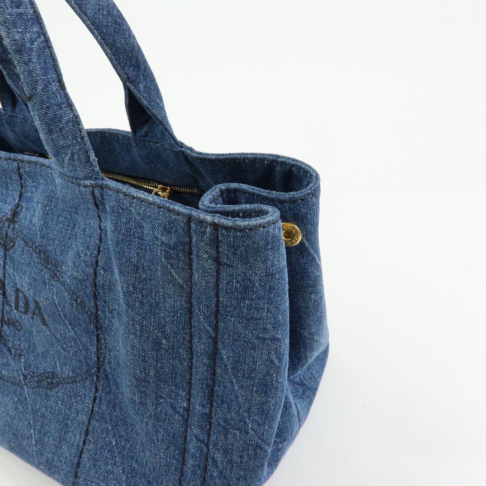 PRADA Triangle Logo Canapa Denim 2Way Hand Bag Shoulder Bag B2642B