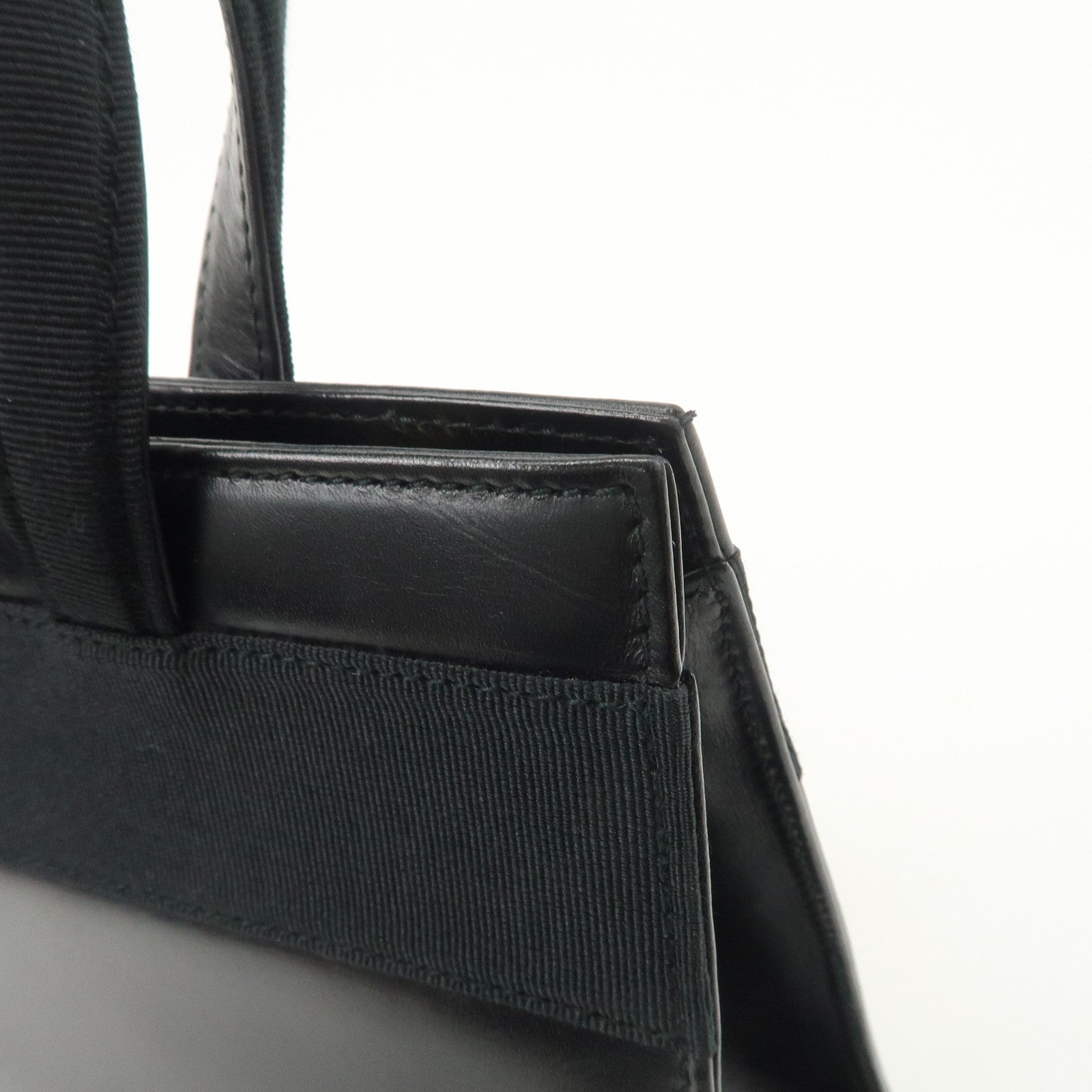 Ferragamo Gancini Leather 2Way Bag Hand Bag Shoulder Bag Black