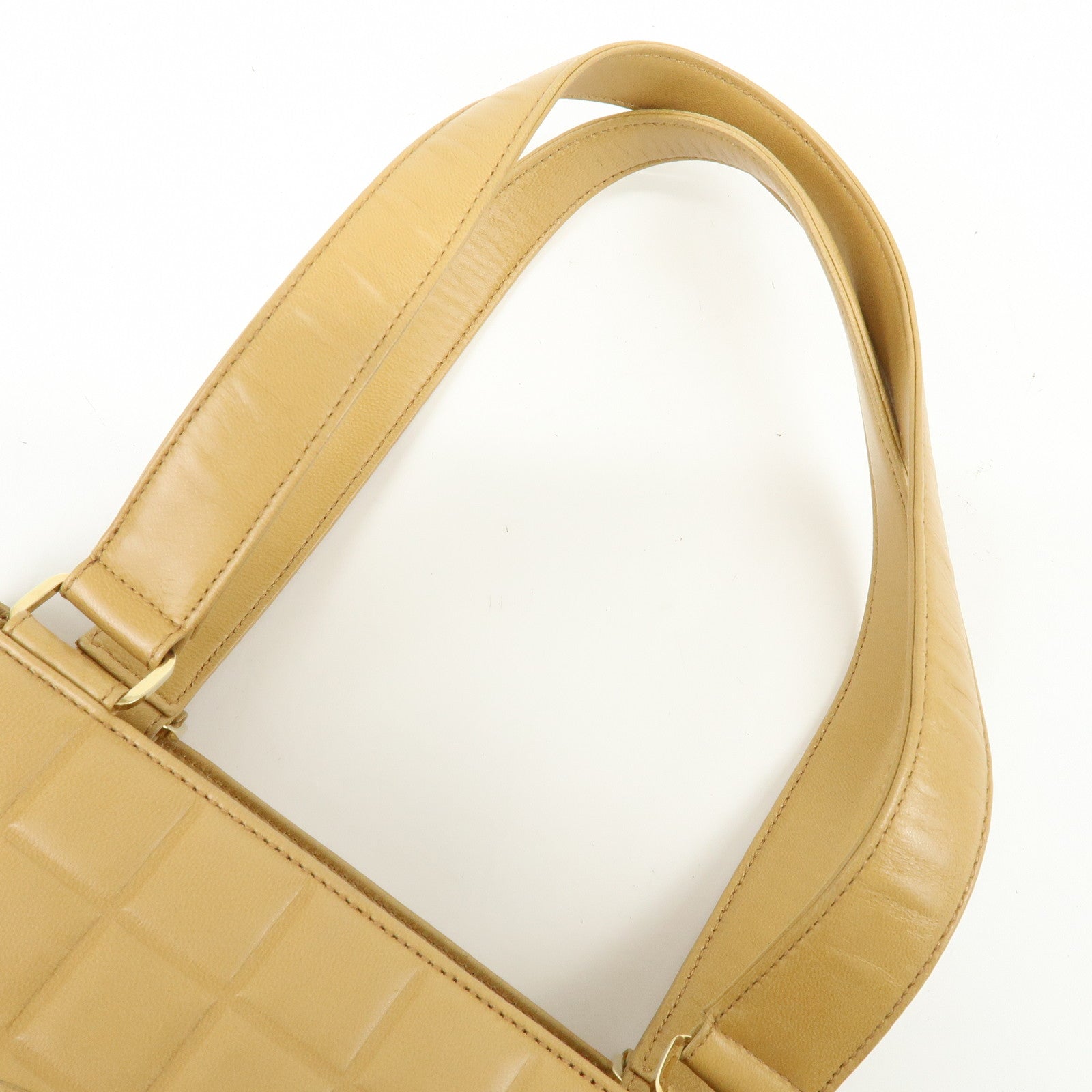 CHANEL Chocolate Bar Lamb Skin Tote Bag Hand Bag Beige A17809