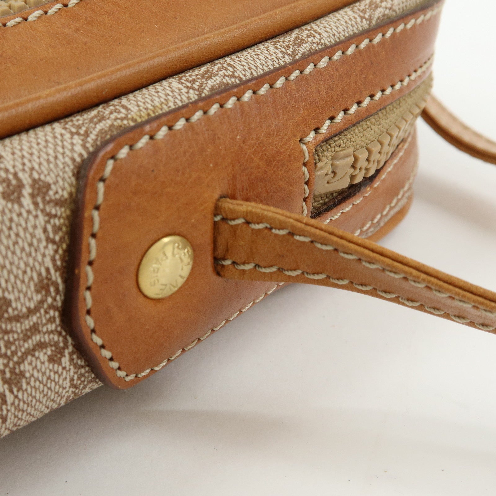 CELINE Macadam PVC Leather Mini Shoulder Crossbody Bag Beige