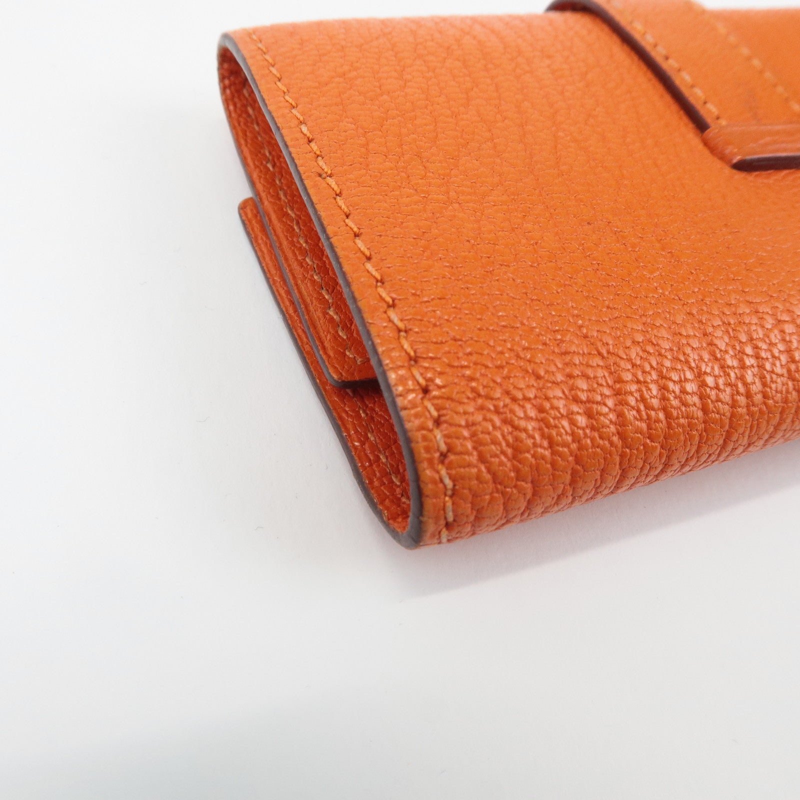 HERMES Shable Bean Leather 4 Rings Key Case I Stamped Orange