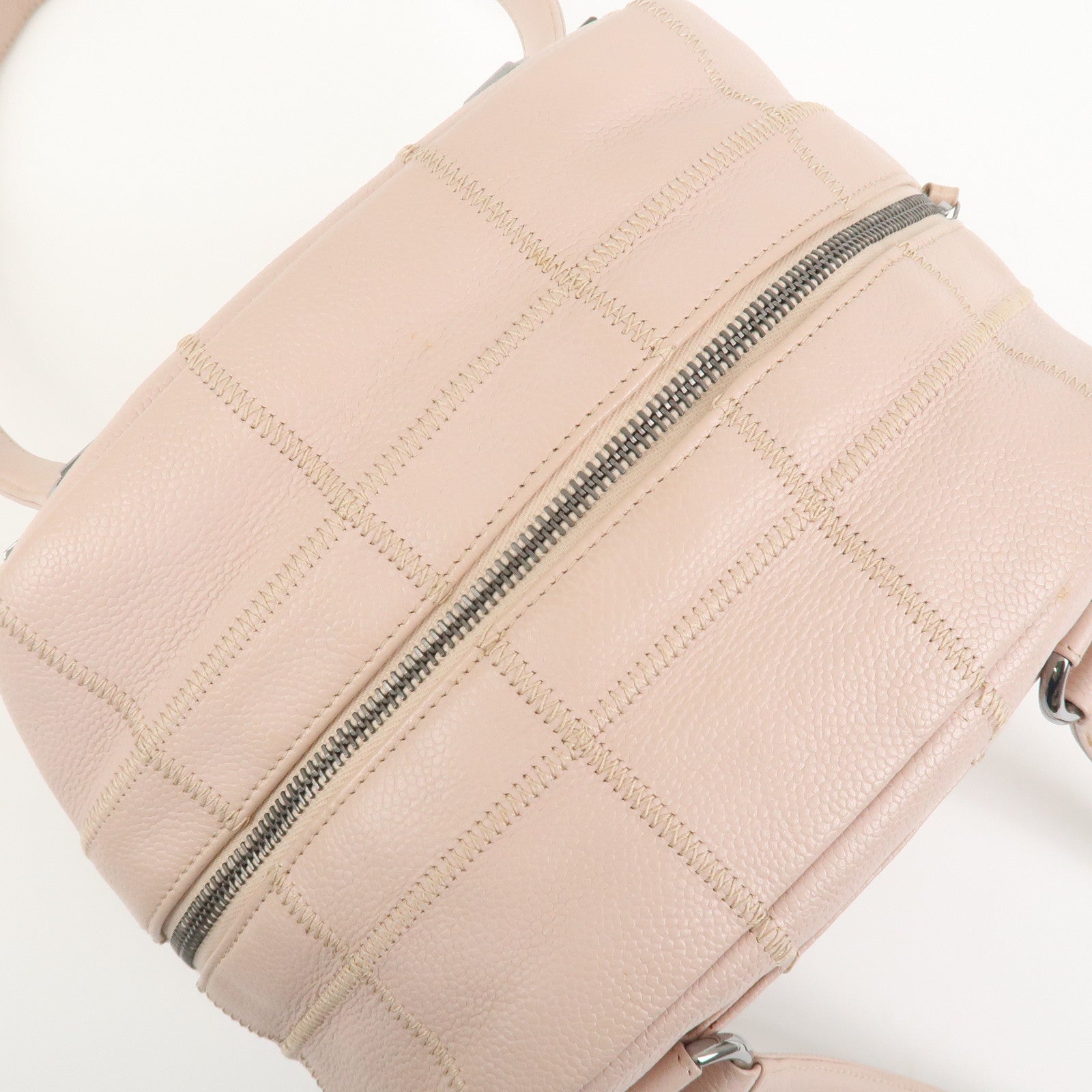 CHANEL Chocolate Bar COCO Mark Caviarskin Mini Boston Bag A26134