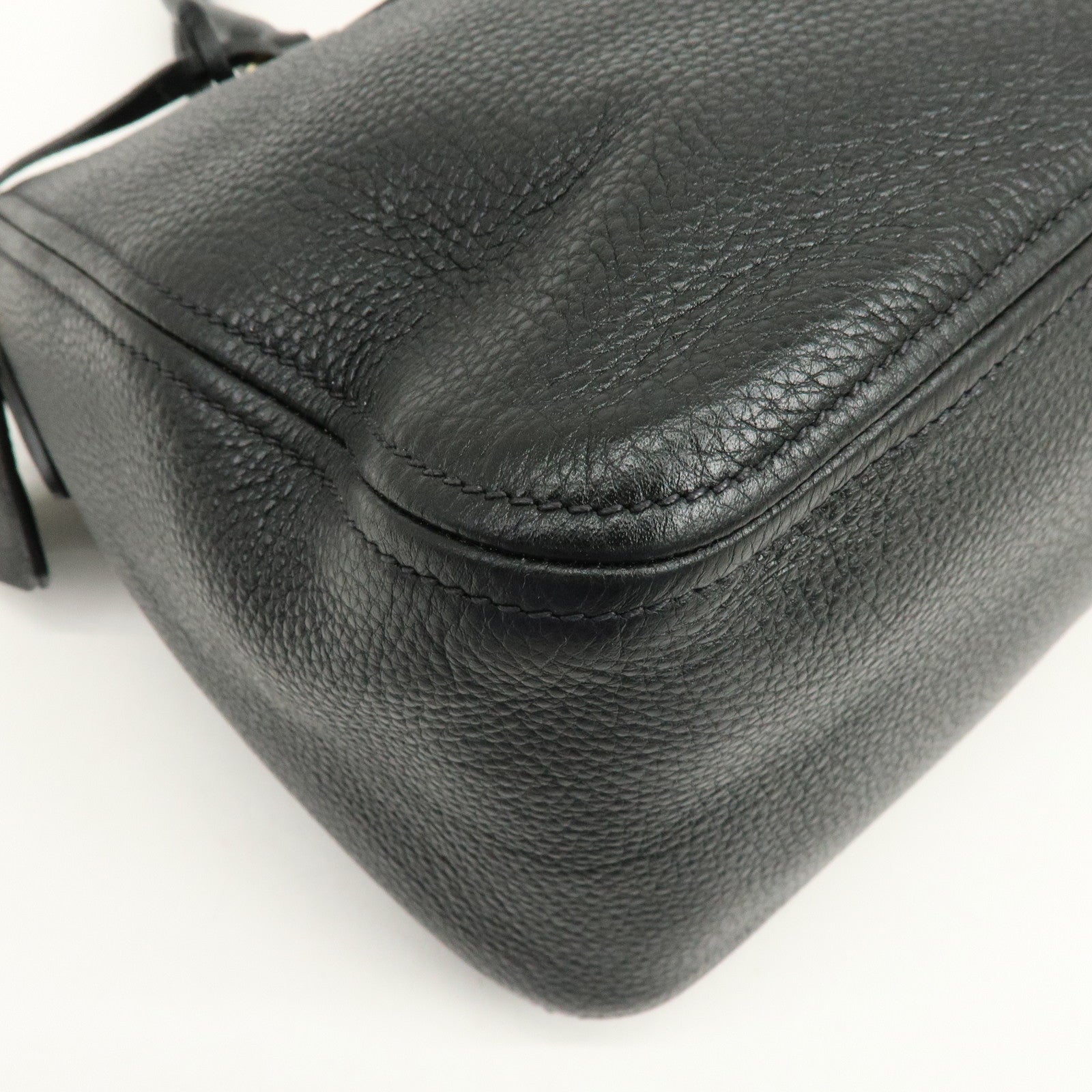 PRADA Leather 2Way Bag Hand Bag Shoulder Bag Black 1BB023
