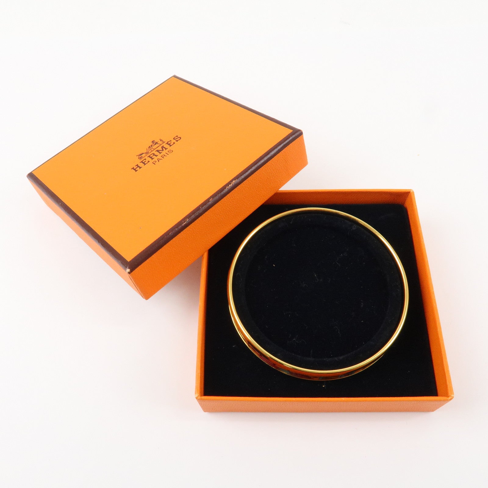 HERMES Email PM Bangle Bracelet Cloisonne Enamel Z Stamped Multicolor Used