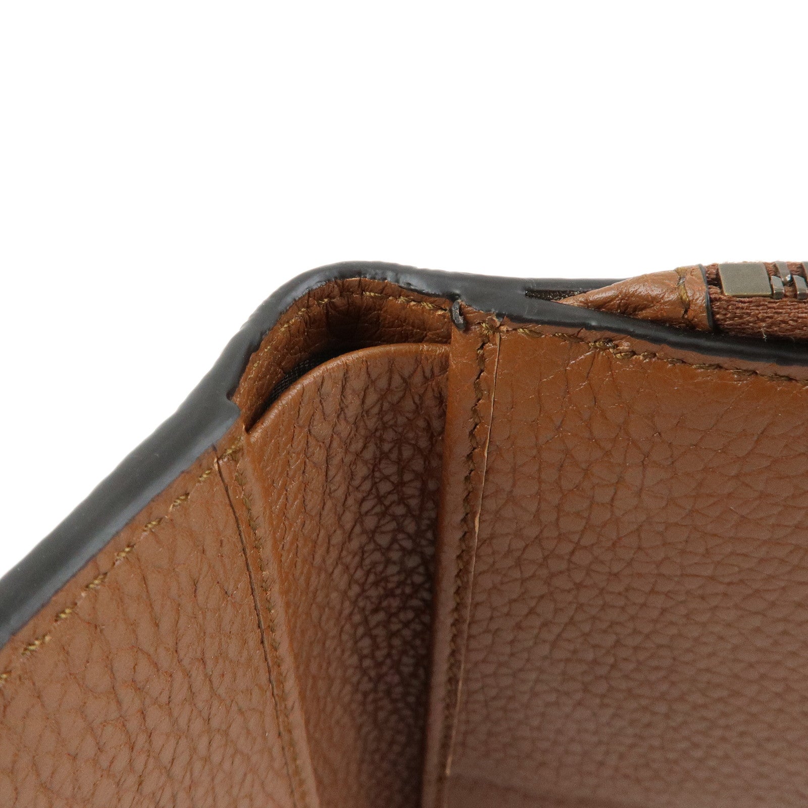 GUCCI Bamboo Leather Zippy Compact Wallet Brown 739498