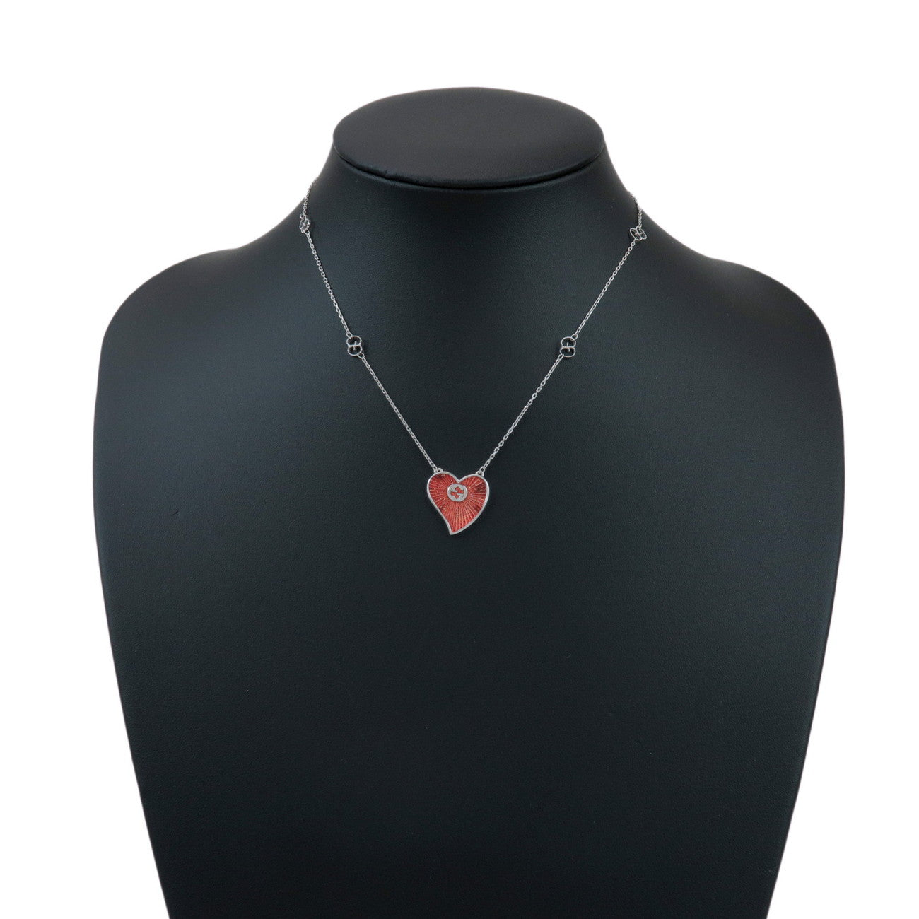 GUCCI Interlocking G Chain Necklace Heart Motif SV925 Silver