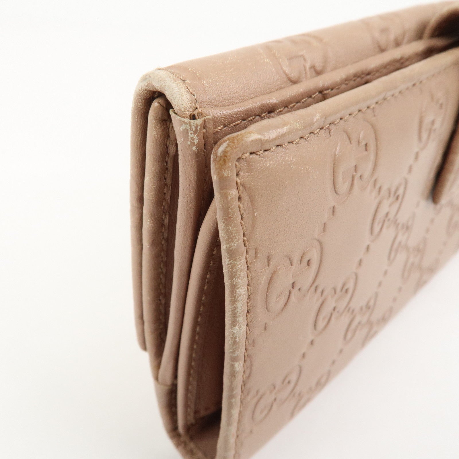 GUCCI Interlocking G Guccissima Leather Long Wallet Pink 212104