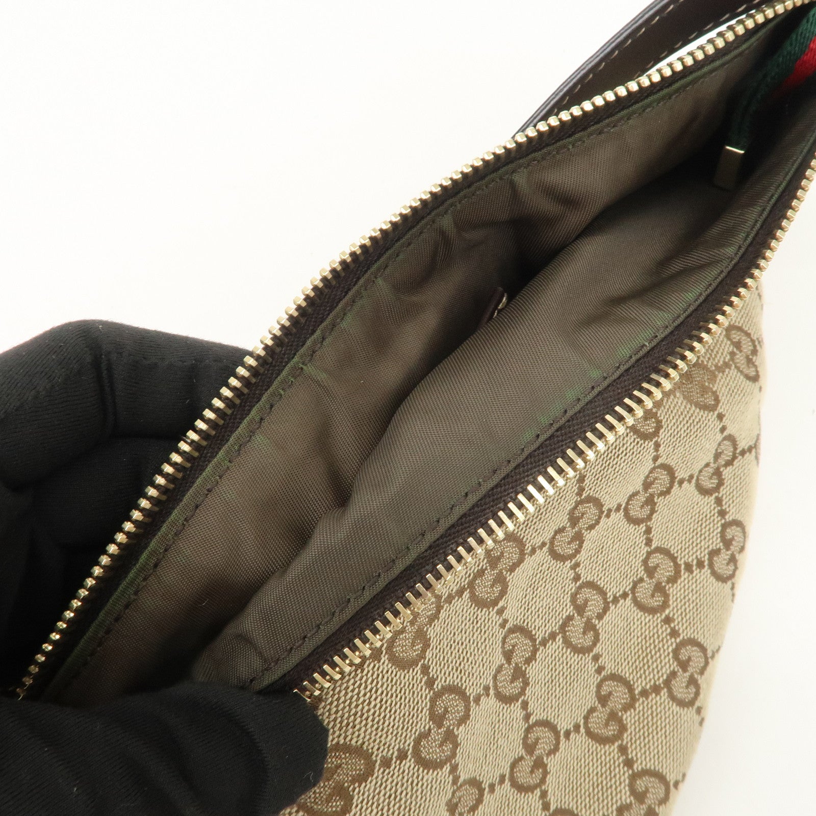 GUCCI Sherry GG Canvas Leather Shoulder Bag Beige Brown 224093 Used