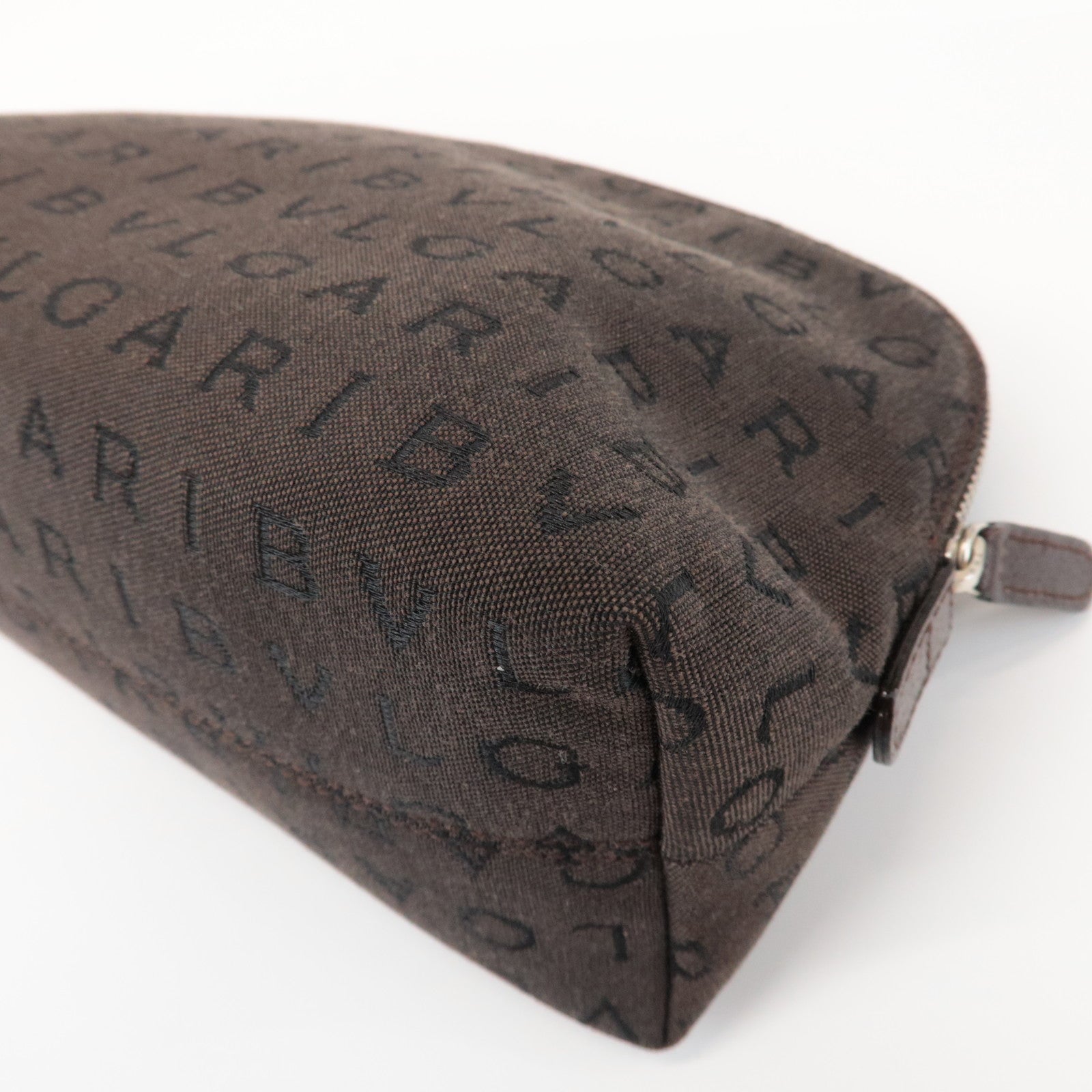 BVLGARI Logomania Canvas Pouch Cosmetic Pouch Dark Brown