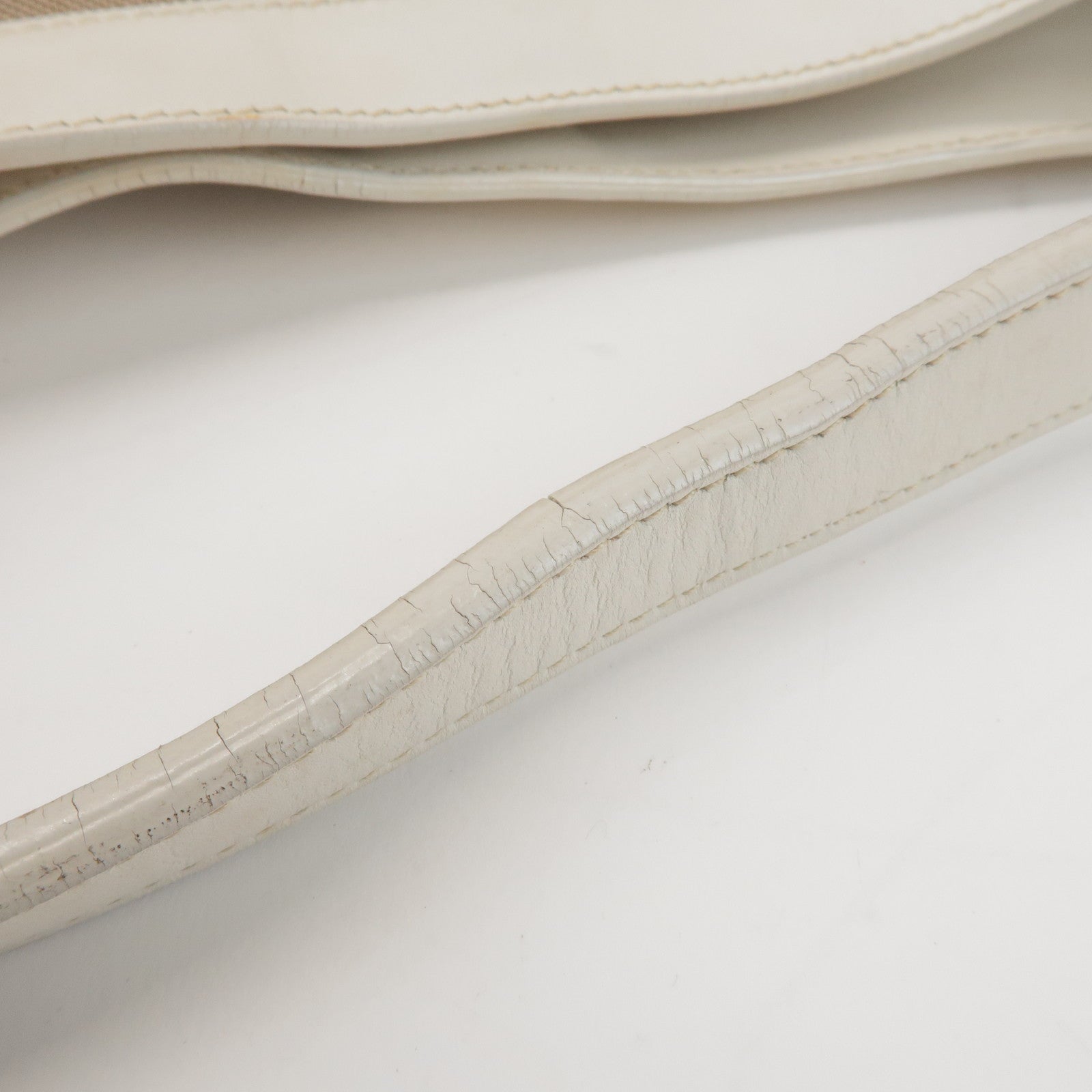 PRADA Jacquard Canvas Leather Shoulder Bag Hand Bag Beige Ivory