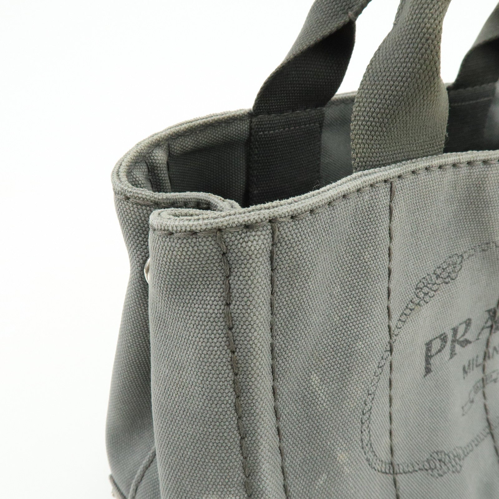 PRADA Canapa Mini Canvas 2Way Bag Hand Shoulder Bag Gray 1BG439