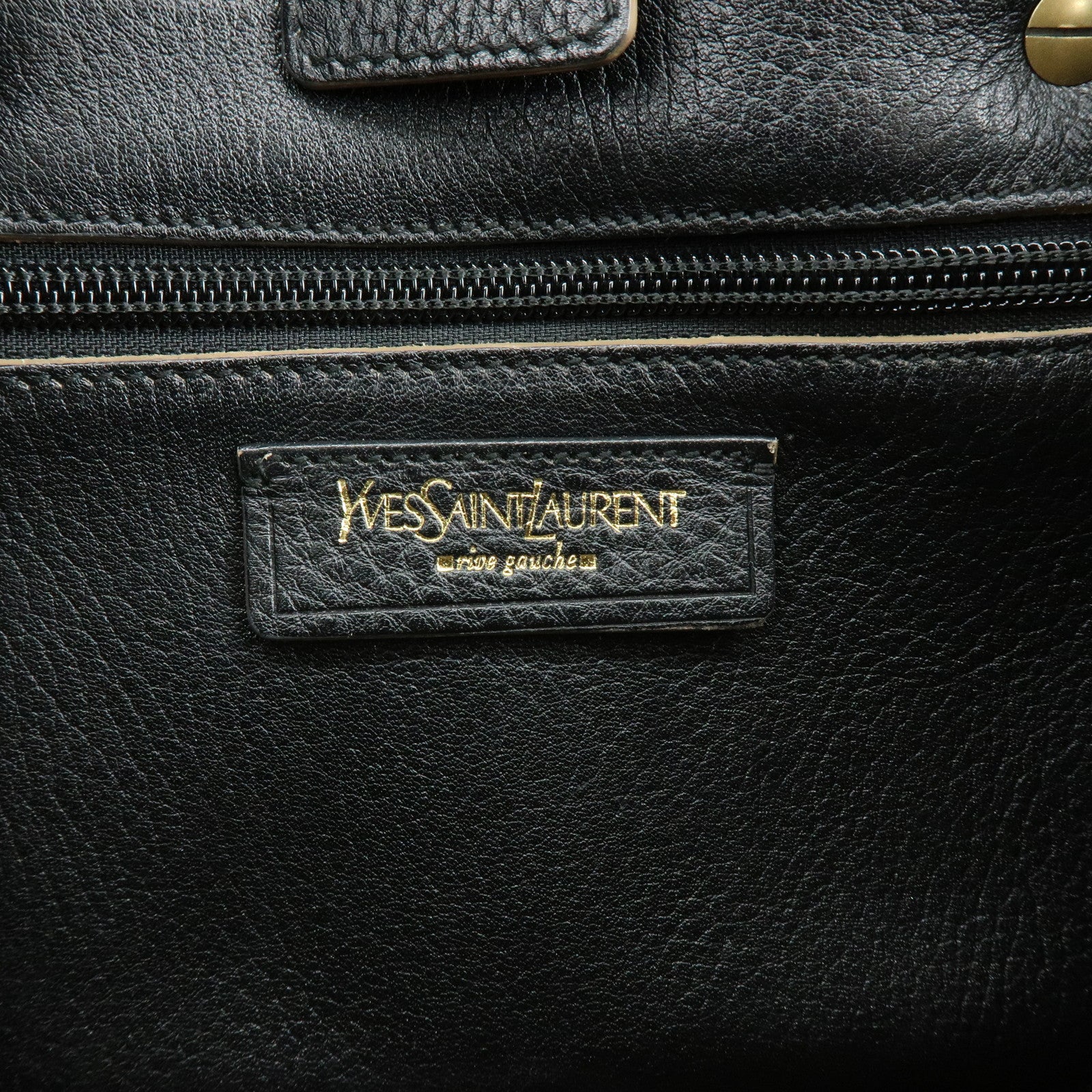 SAINT LAURENT PARIS YSL Y Line Calf Leather Tote Bag Black 168462