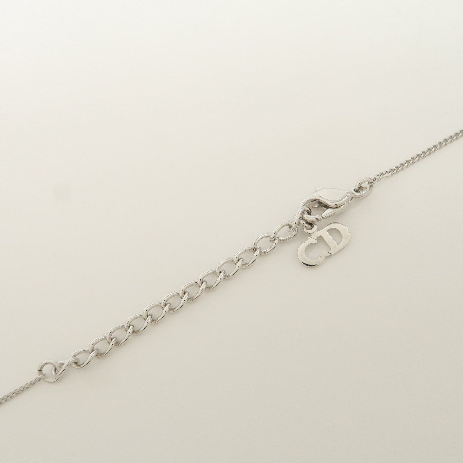 Christian Dior Logo Metal Necklace Choker Silver