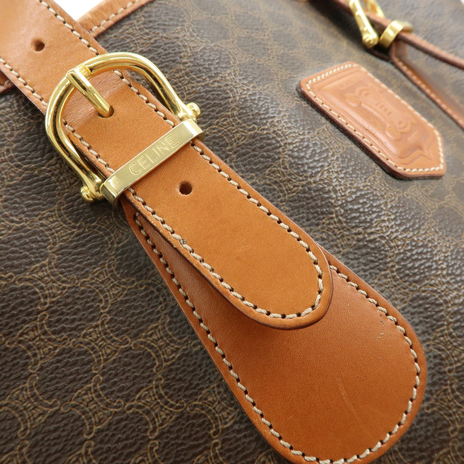 CELINE Macadam PVC Leather Tote Bag Shoulder Bag Brown