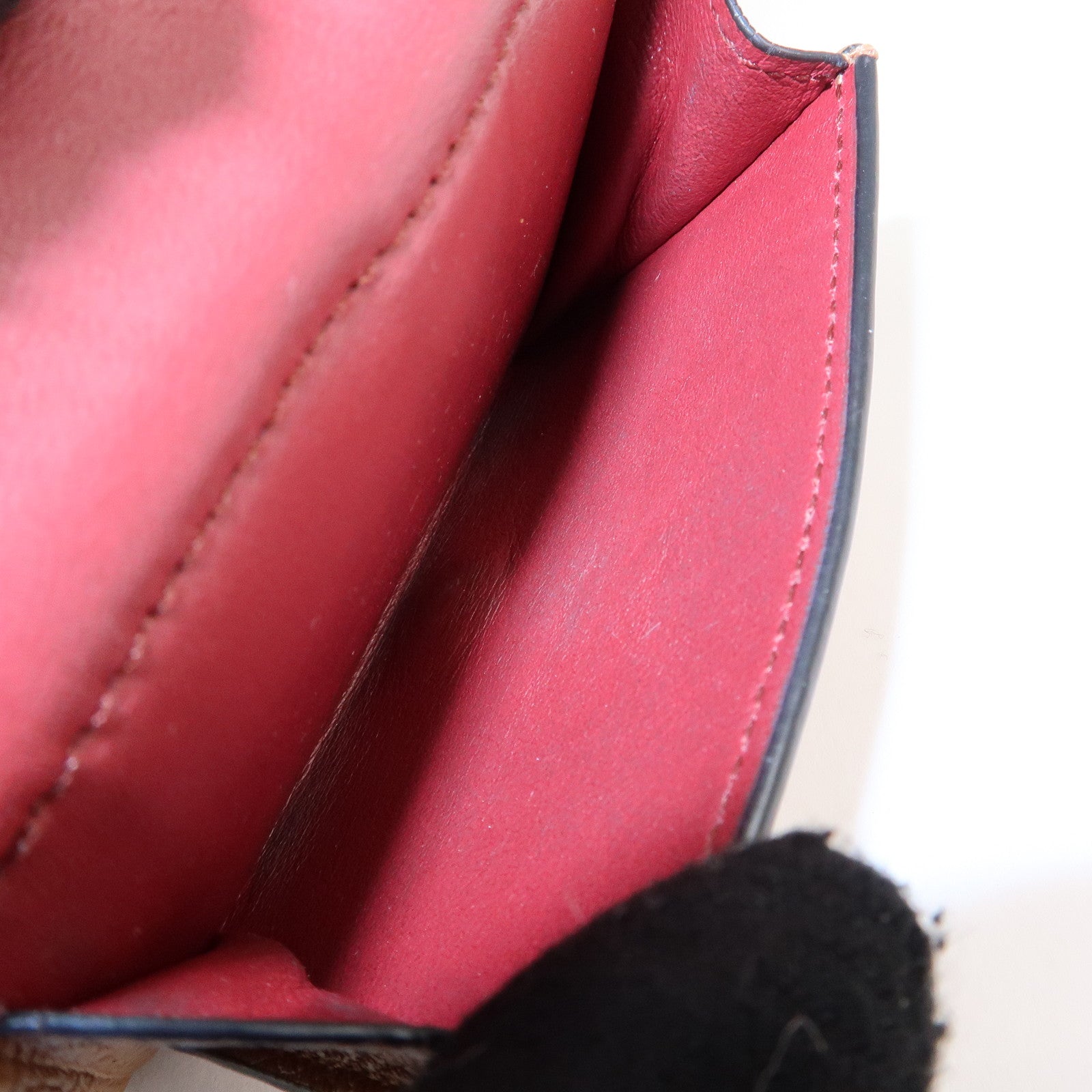 LOEWE Leather Tri-fold Compact Wallet Brown Used