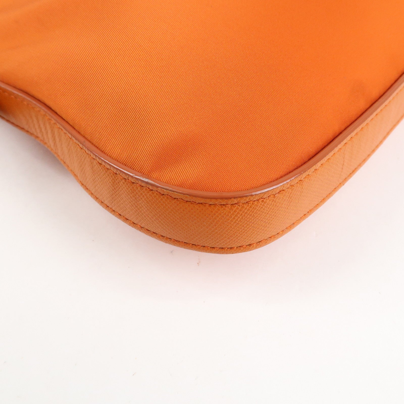 PRADA Triangle Logo Nylon Leather 2Way Shoulder Bag Orange Used