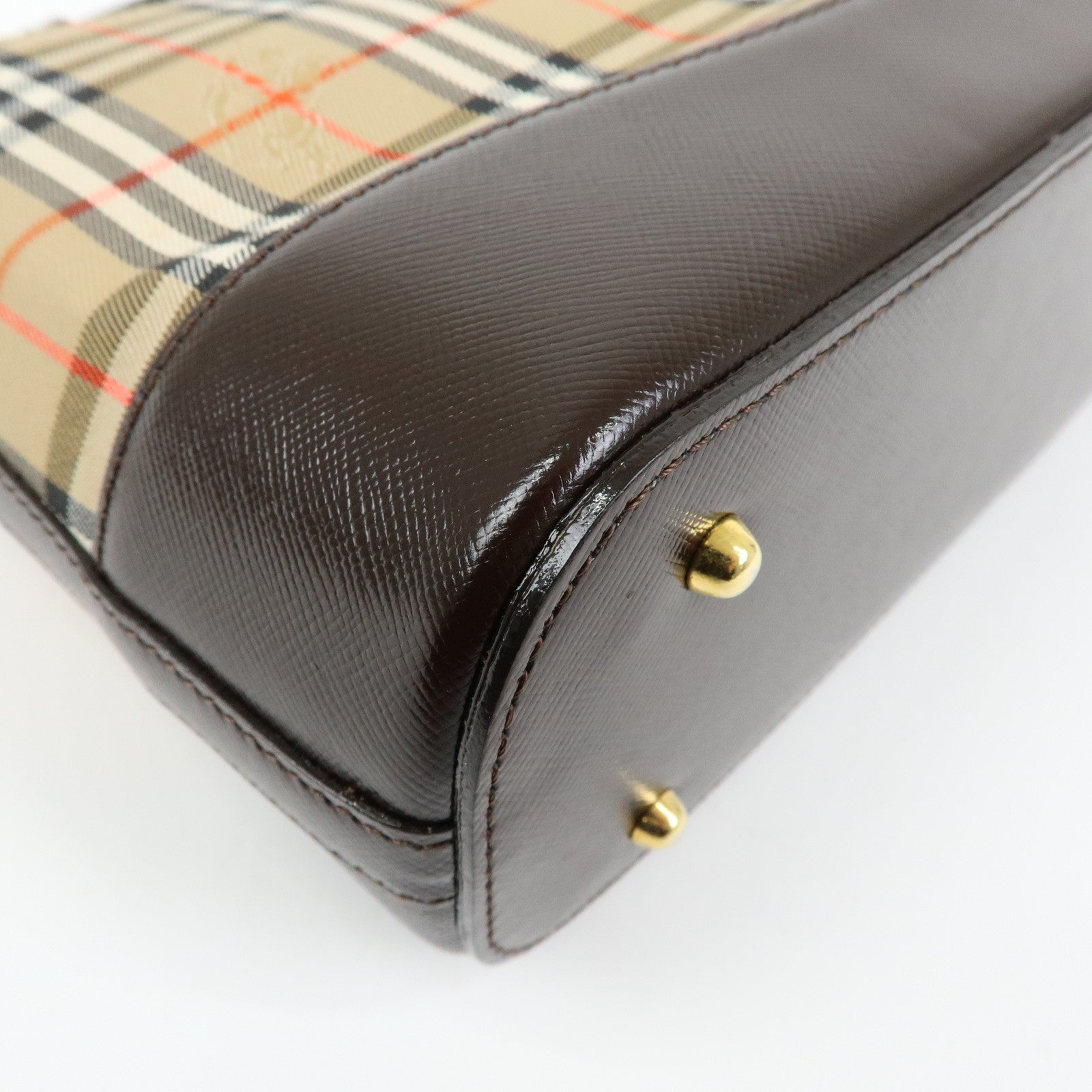 BURBERRY Nova Plaid Canvas Leather Shoulder Bag Beige Brown