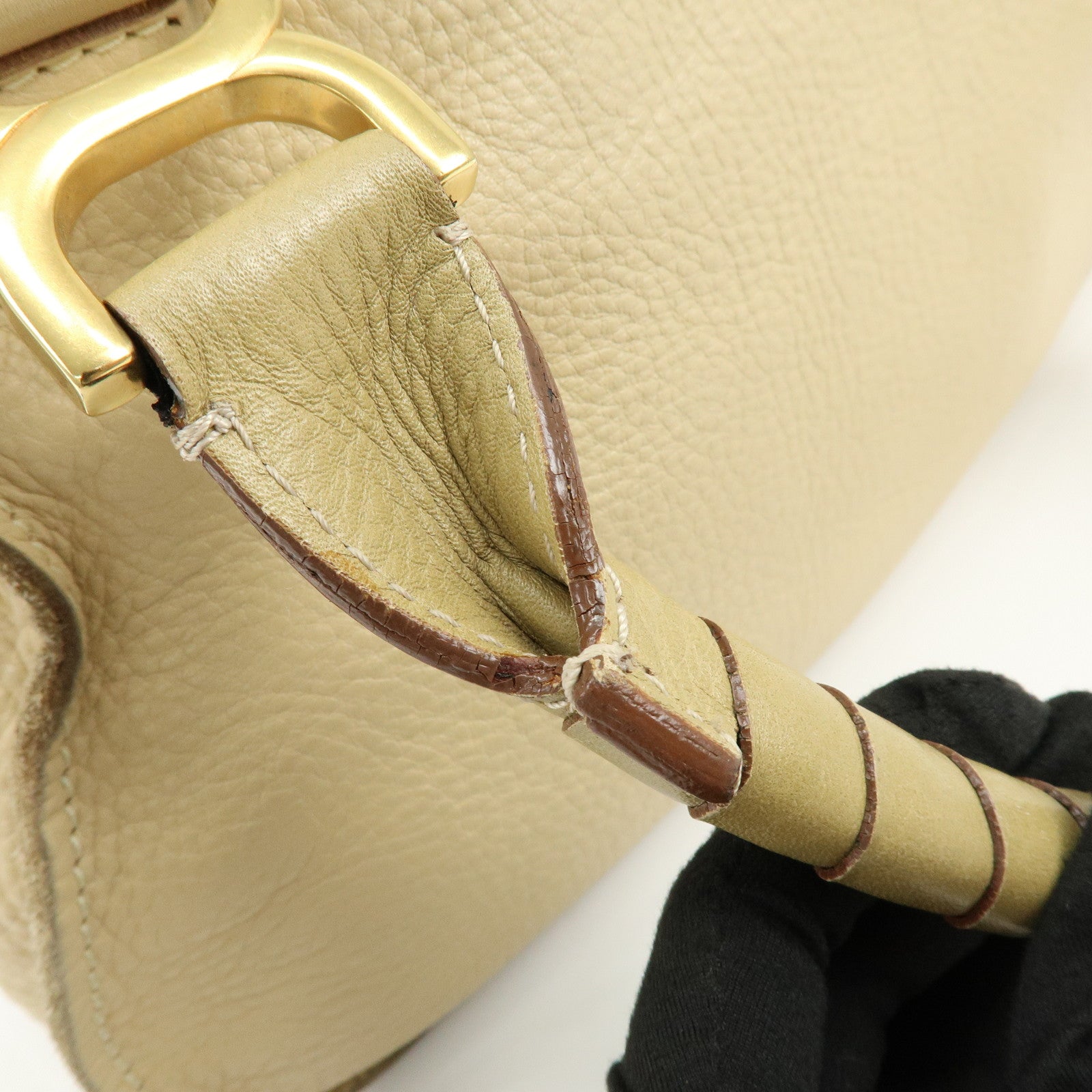 Chloe Mercy Leather Shoulder Bag Hand Bag Beige