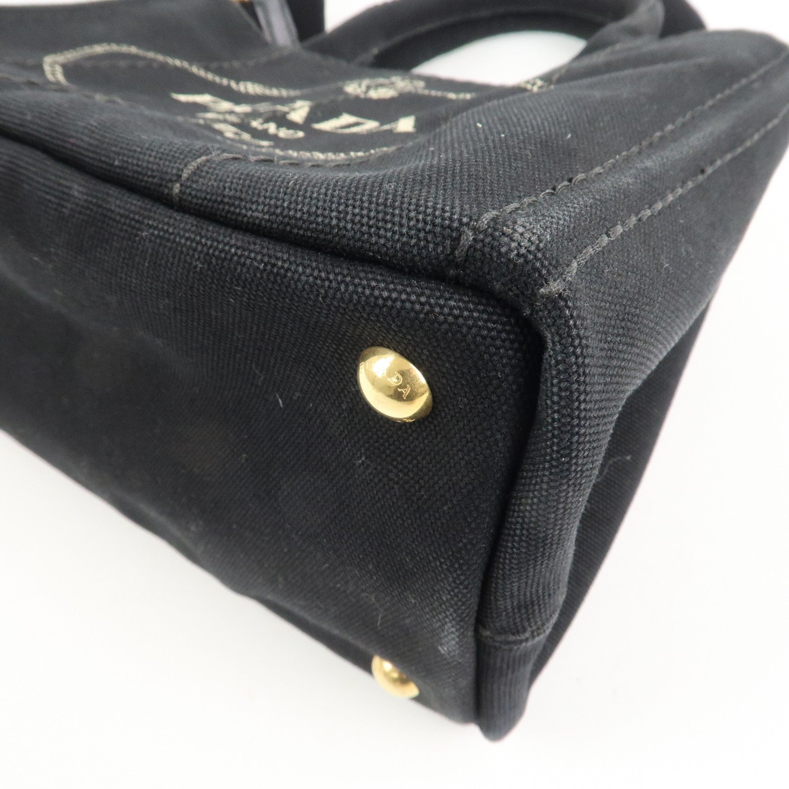 PRADA Canapa Mini Canvas 2Way Hand Bag Tote Bag Black 1BG439 Used