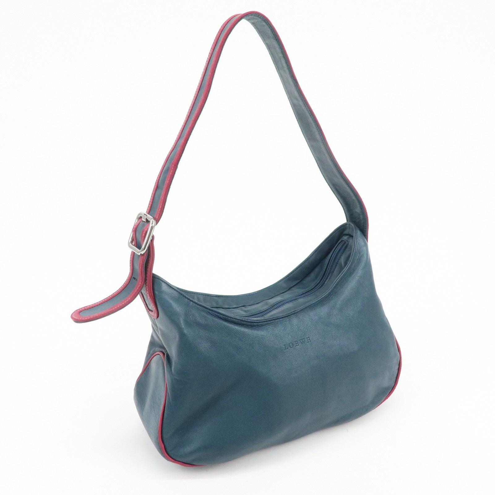 LOEWE Nappa Leather Shoulder Bag Hand Bag Blue Pink