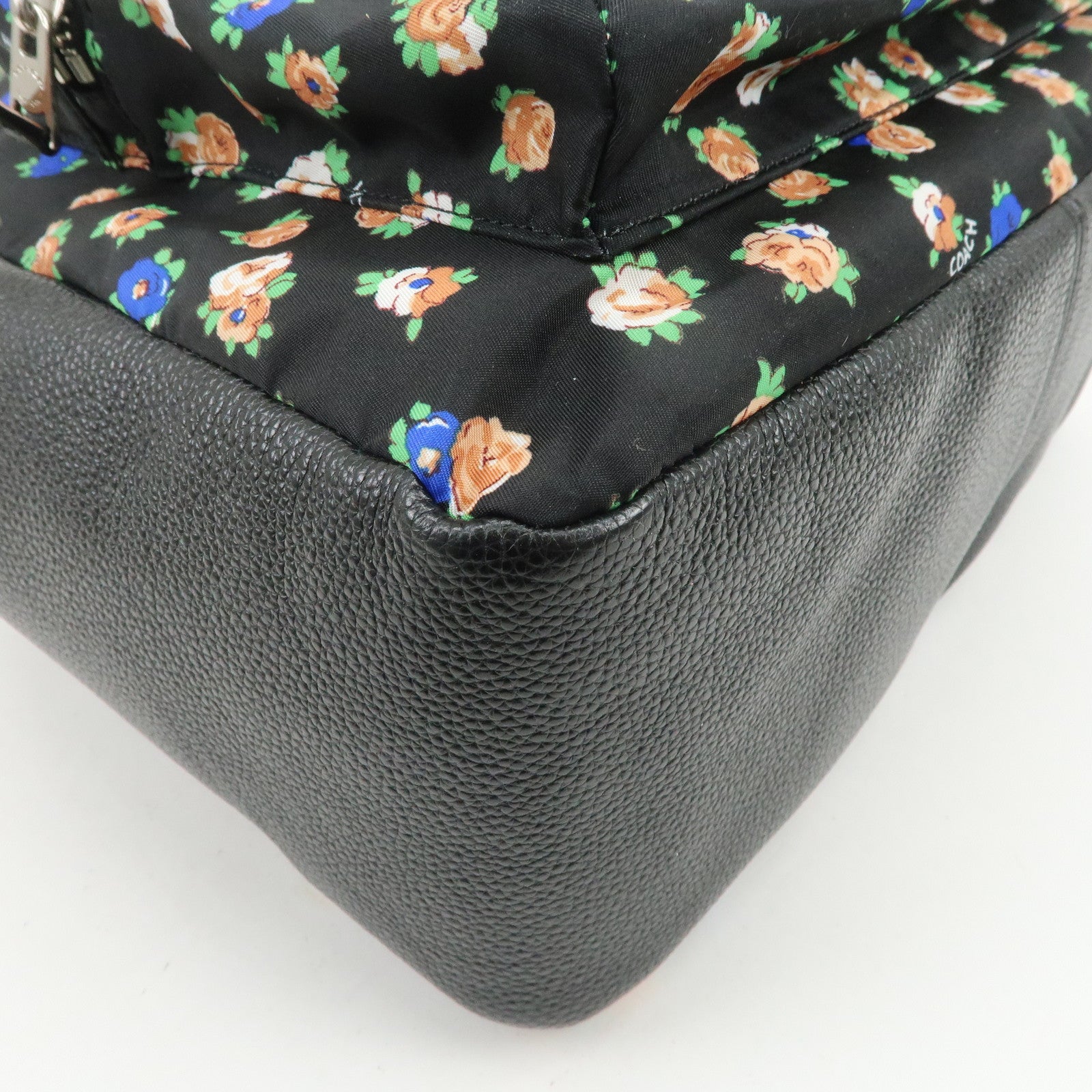 COACH Charlie Nylon Leather Floral Backpack Rucksack Black