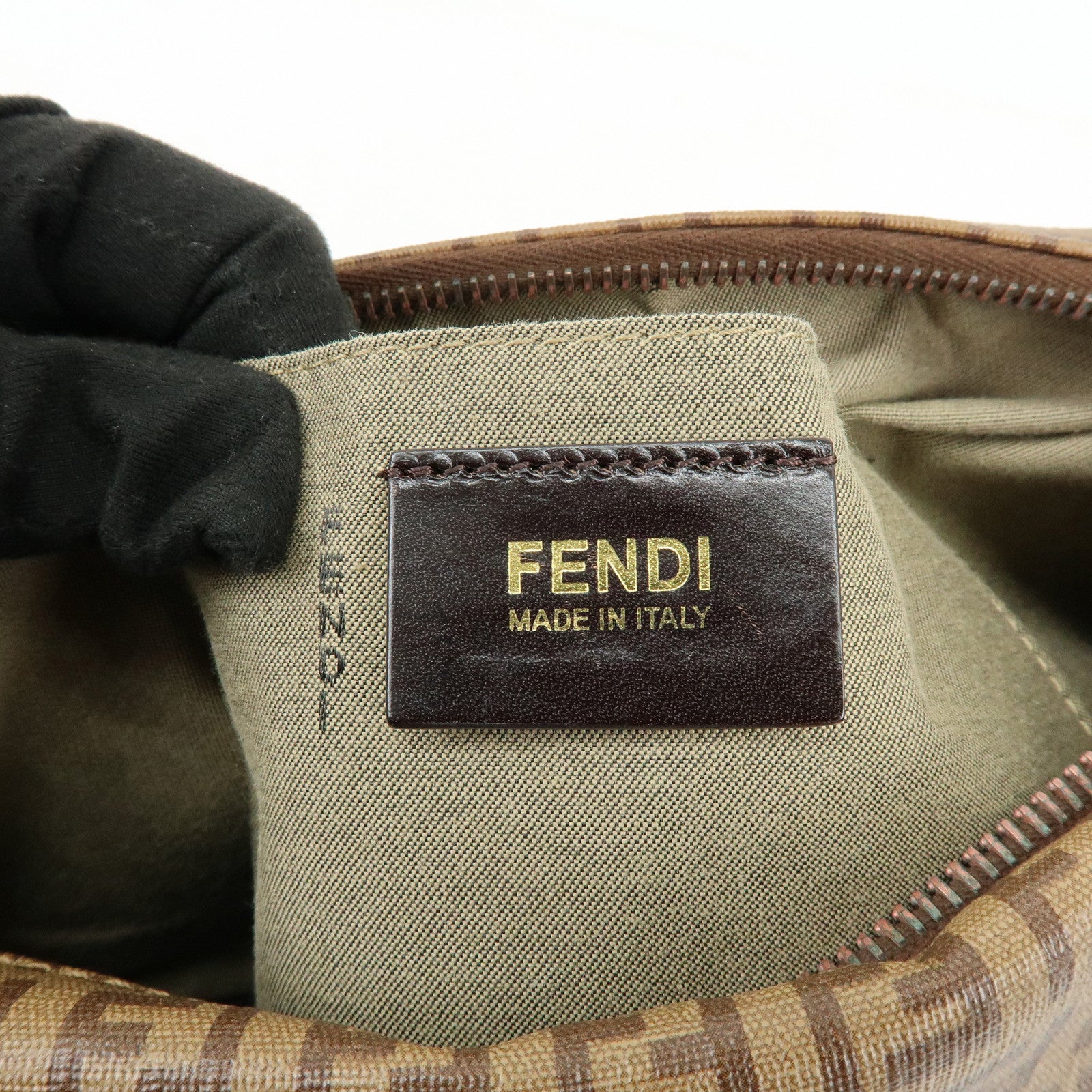 FENDI Zucchino PVC Leather Shoulder Bag Crossbody Bag Brown 8BT206