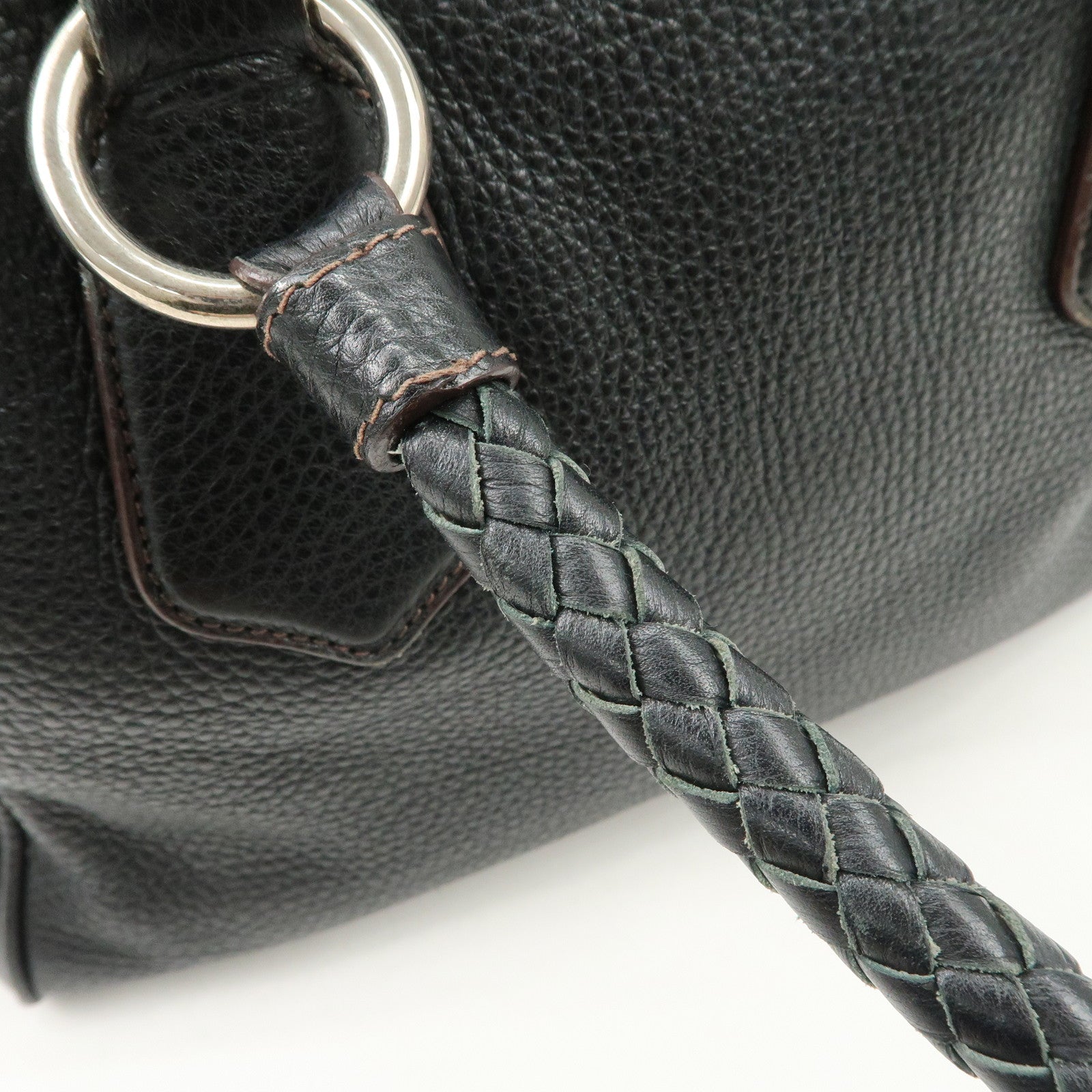 PRADA Logo Leather Hand Bag Mini Boston Bag Black BL0471 Used
