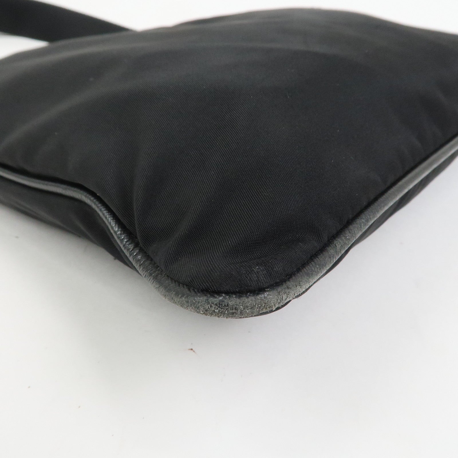 PRADA Triangle Logo Nylon Saffiano Leather Shoulder Bag VA0340