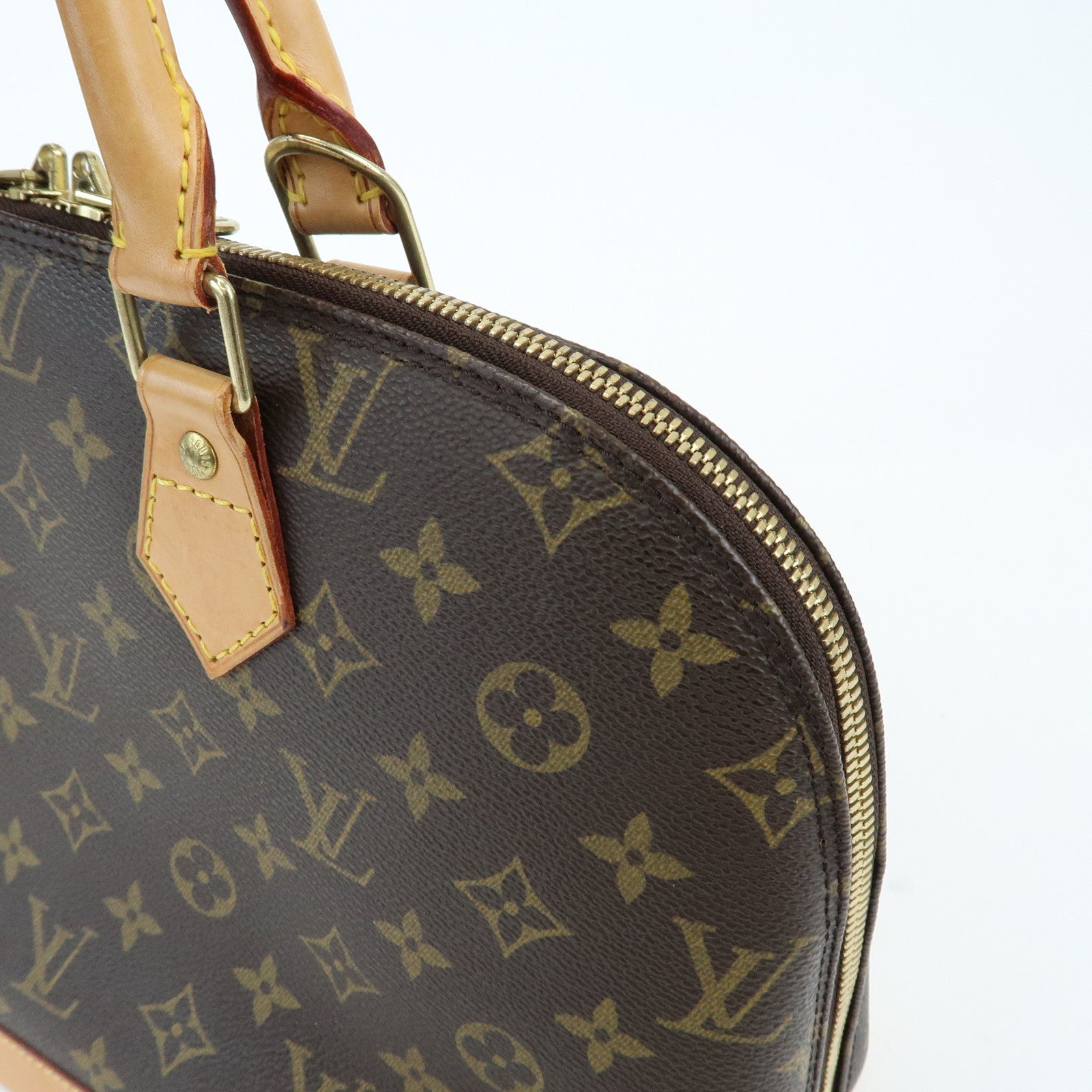 Louis Vuitton Monogram Alma Canvas Leather Hand Bag Brown M51130