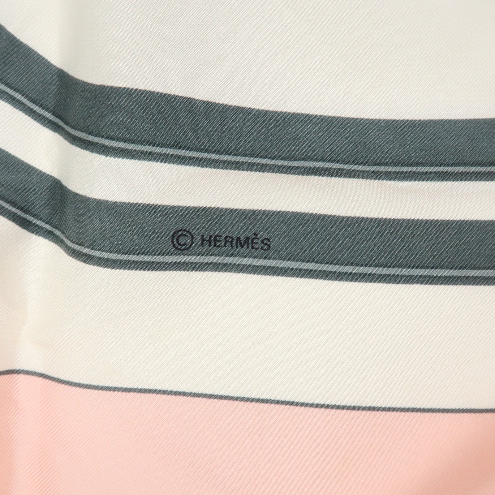 HERMES Carre 90 Silk 100% Scarf BRIDES DE GALA White Pink