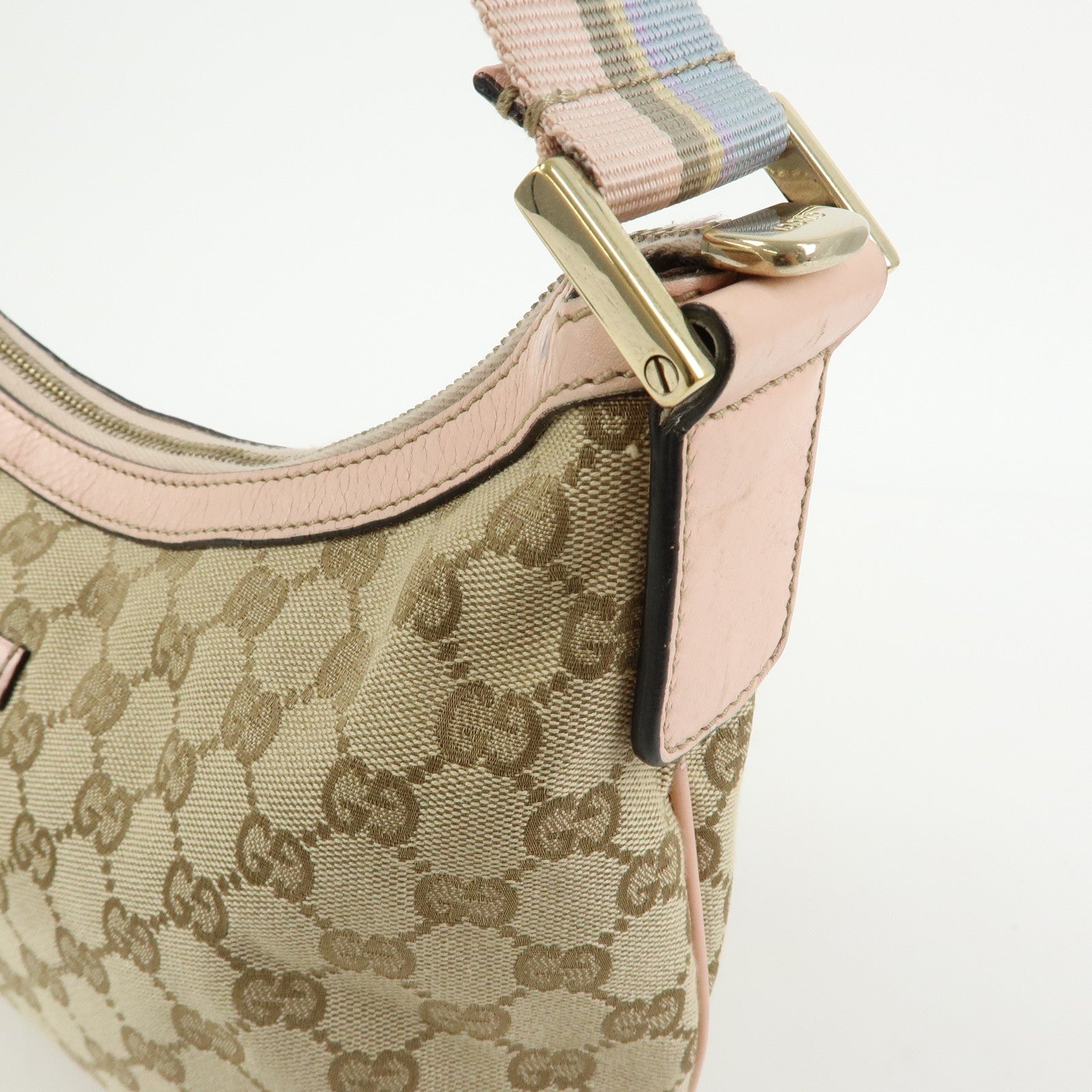 GUCCI Sherry GG Canvas Leather Shoulder Crossbody Bag Beige 181092