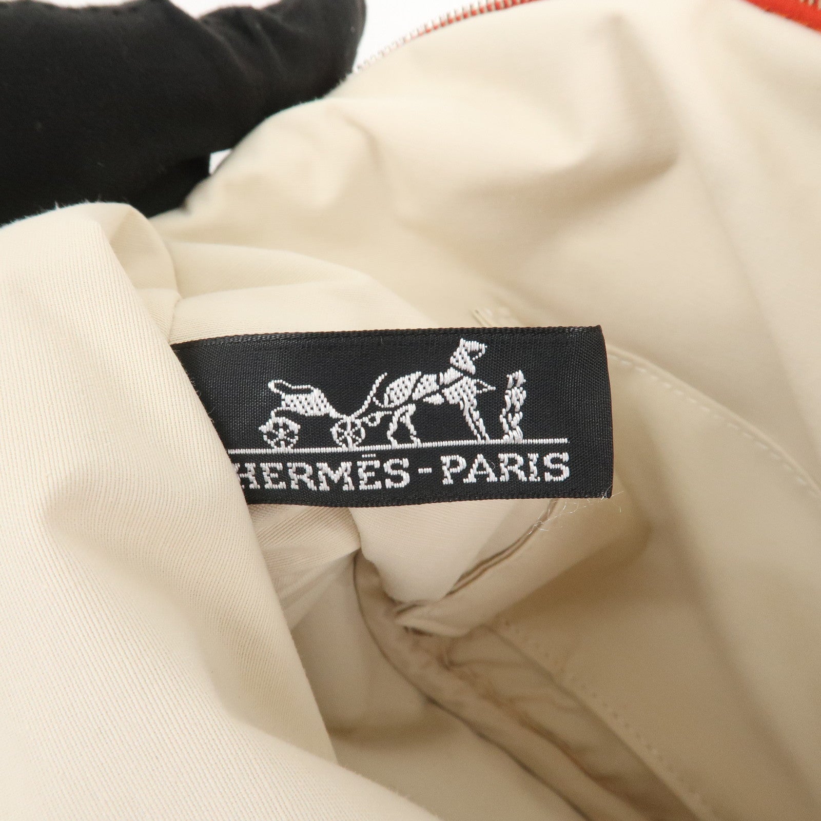 HERMES Canvas Leather Bolide Pouch MM Cosmetic Pouch Orange