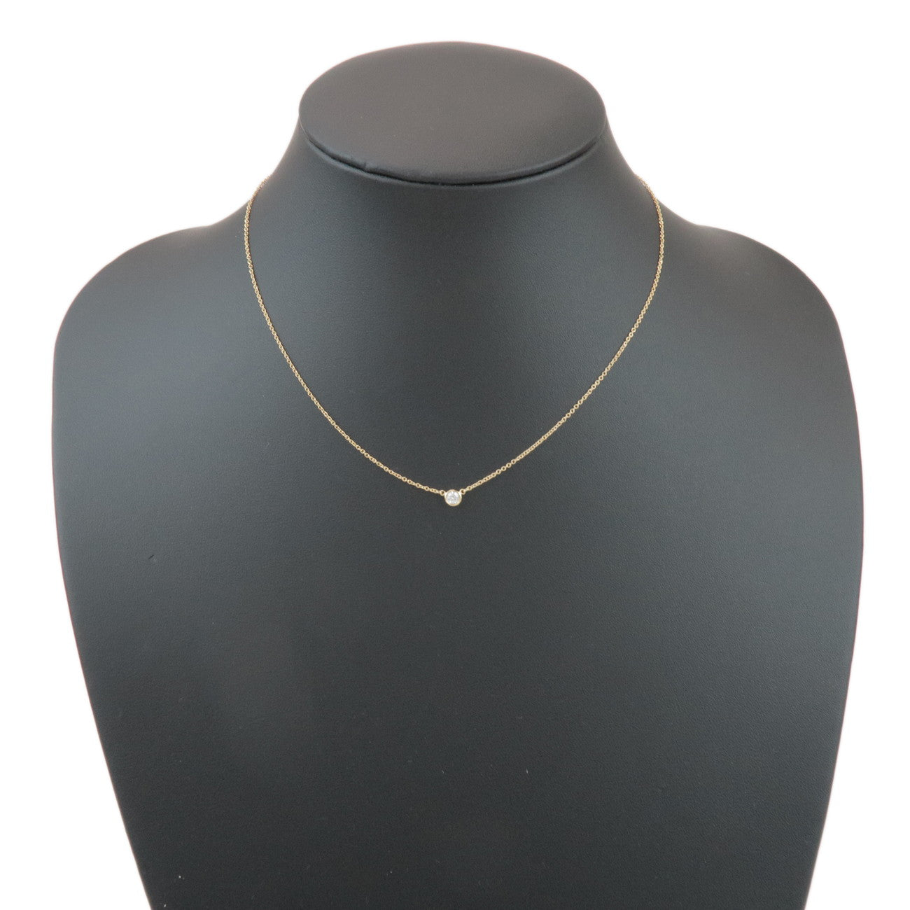 Tiffany & Co By The Yard 1P Diamond Necklace K18 750YG Yellow Gold