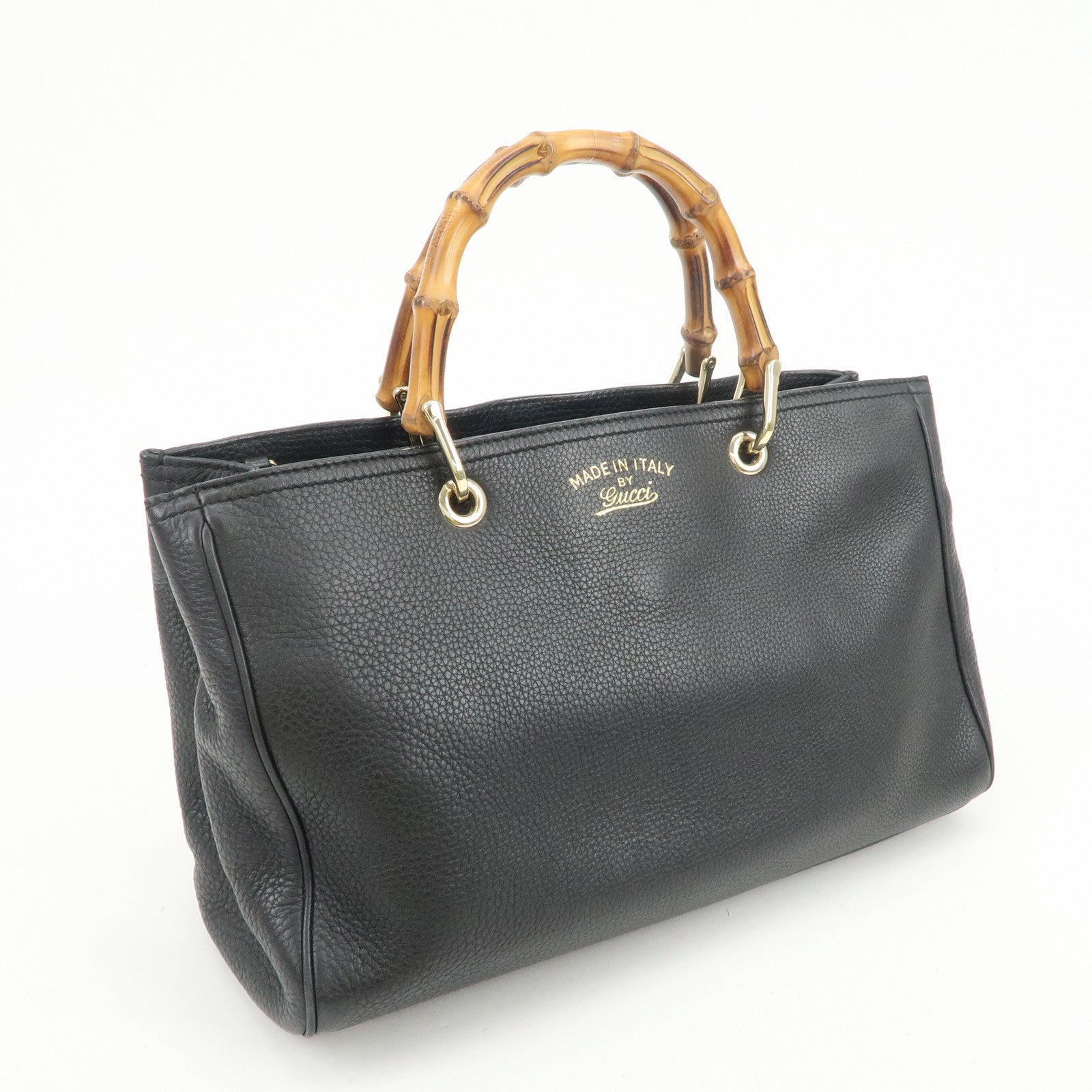 GUCCI Bamboo Shopper Medium 2Way Bag Shoulder Bag Black 323660