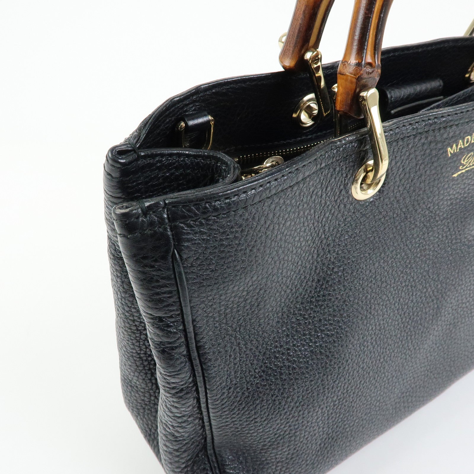 GUCCI Bamboo Leather Shopper Medium 2Way Bag Shoulder Bag 323660