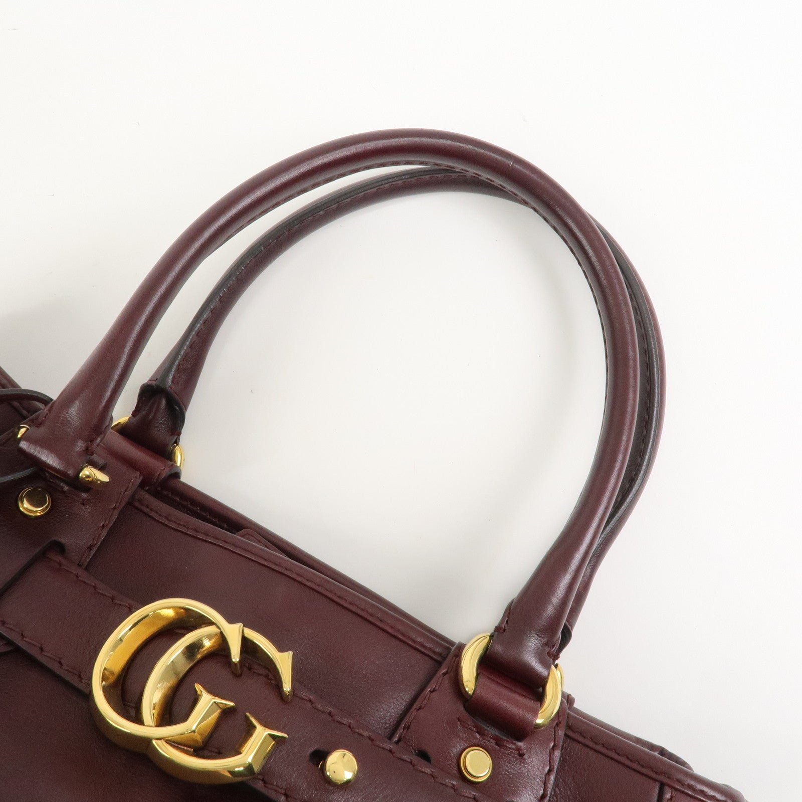 GUCCI GG Running Leather Tote Bag Hand Bag Wine Red 247183