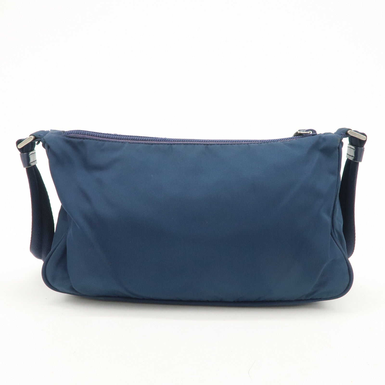 PRADA Triangle Logo Nylon Leather Shoulder Bag Crossbody Bag Navy