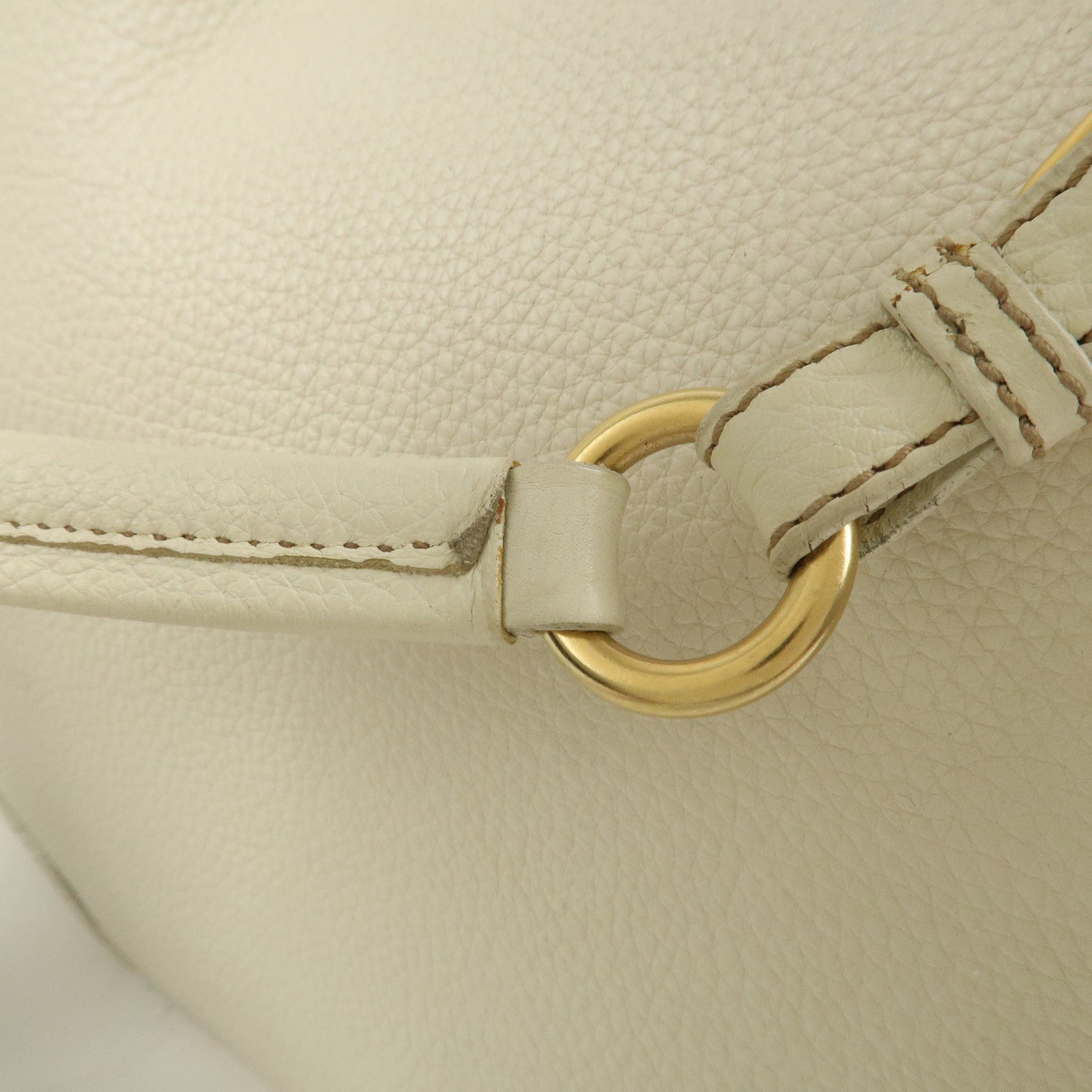 PRADA Logo Calf Leather Tote Bag Shoulder Bag Ivory BR3844