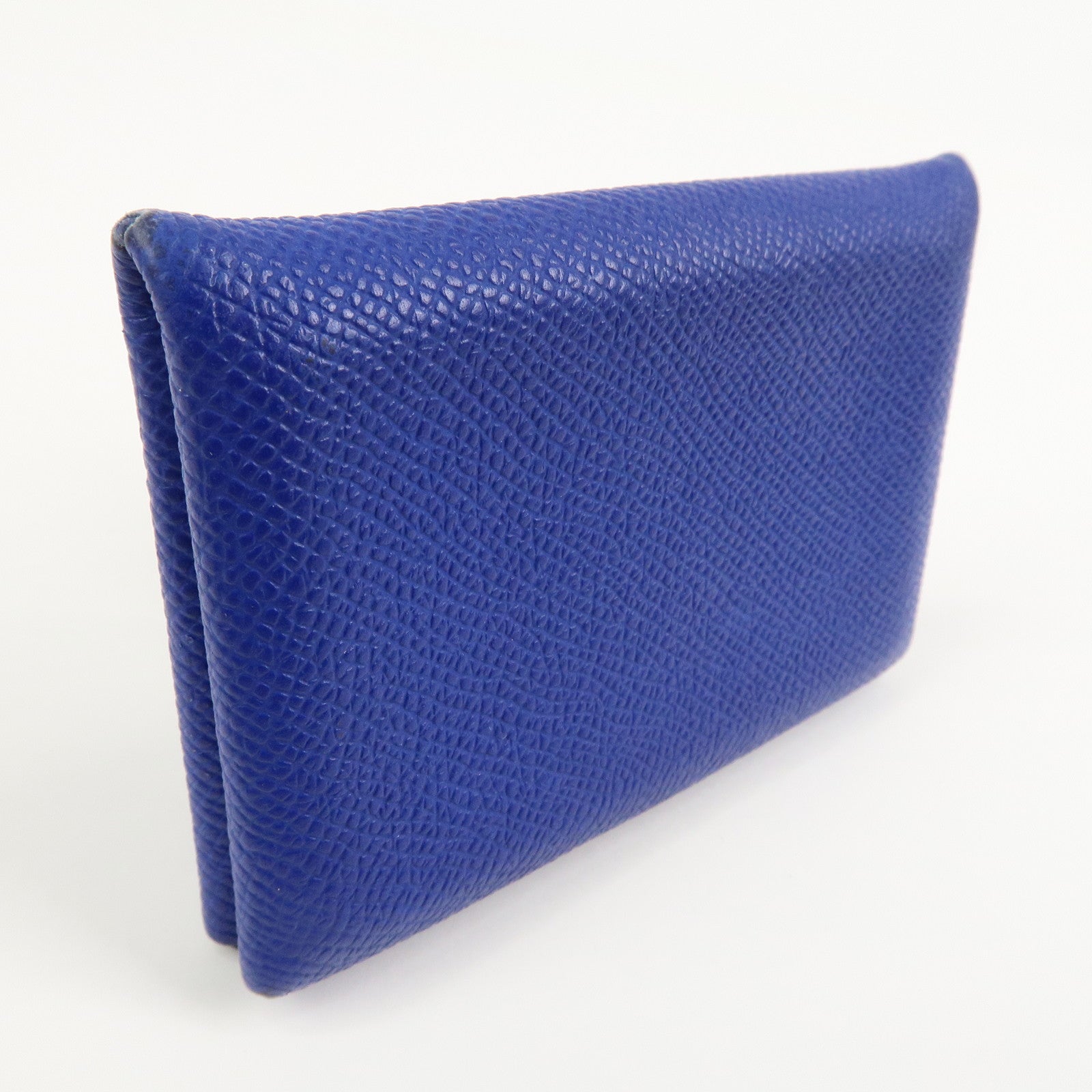 HERMES CALVI Veau Epsom Card Case Card Holder Z Stamped Blue