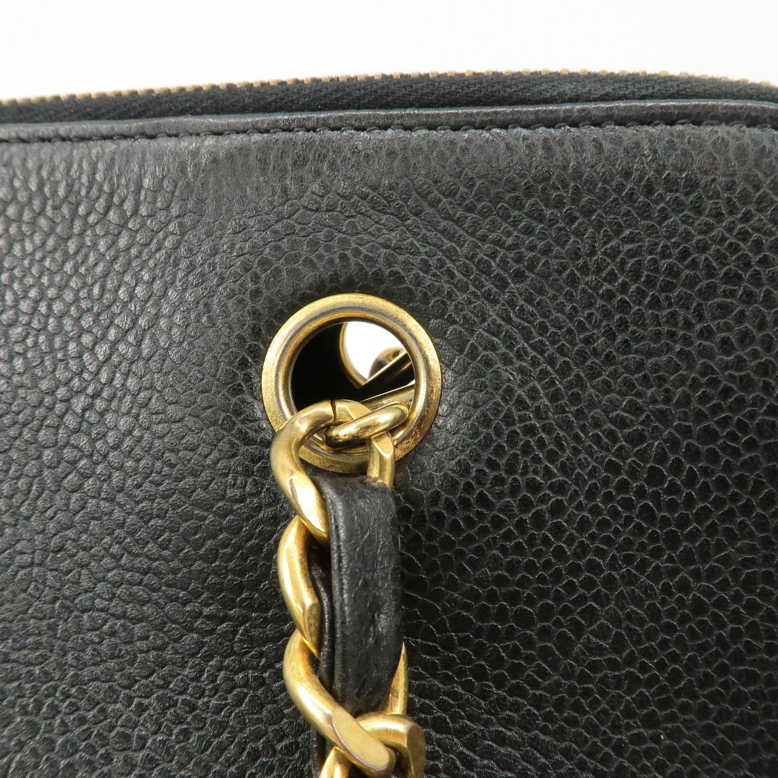 CHANEL COCO Mark COCO Ball Leather Chain Tote Bag Black A03578