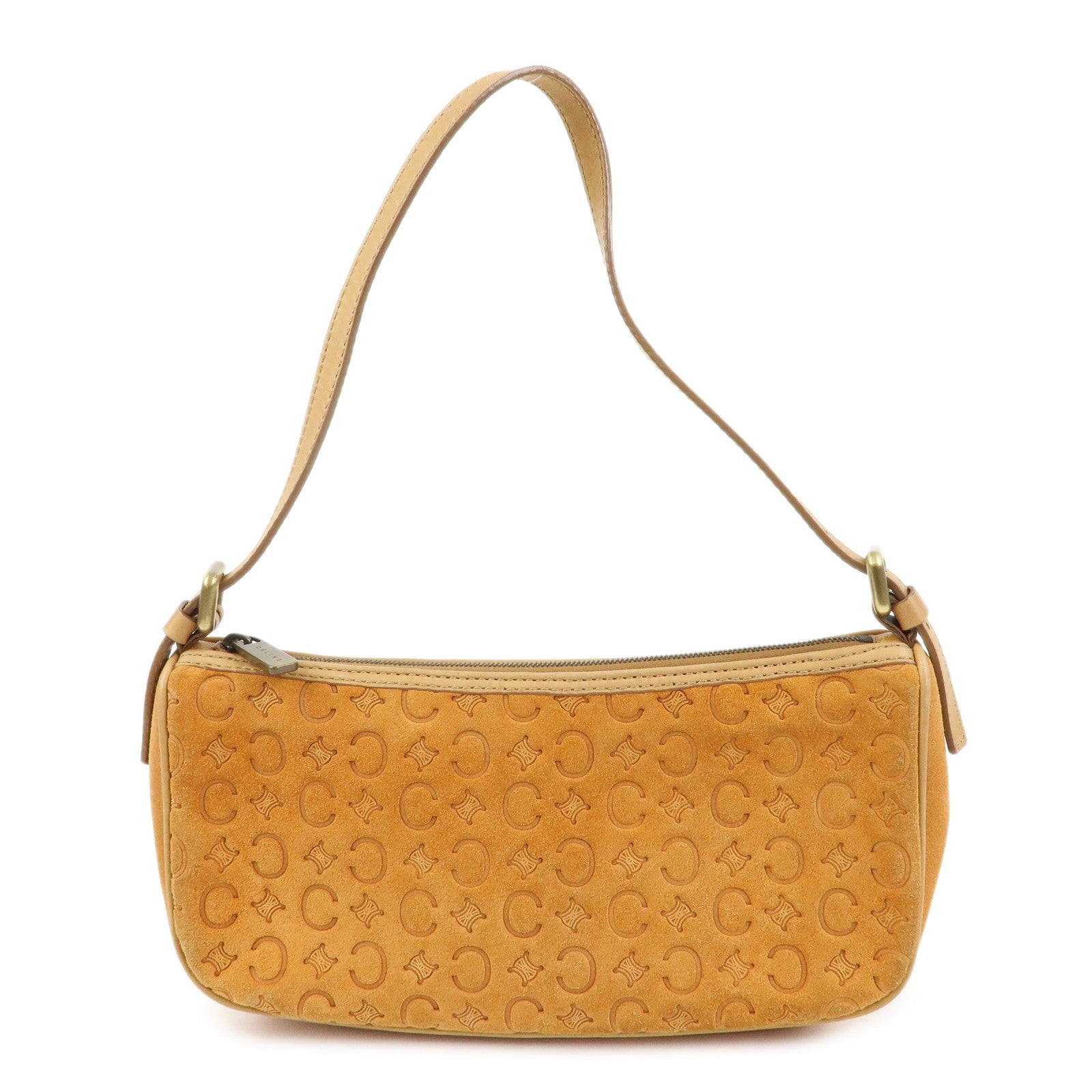 CELINE C Macadam Suede Leather Shoulder Bag Hand Bag Brown