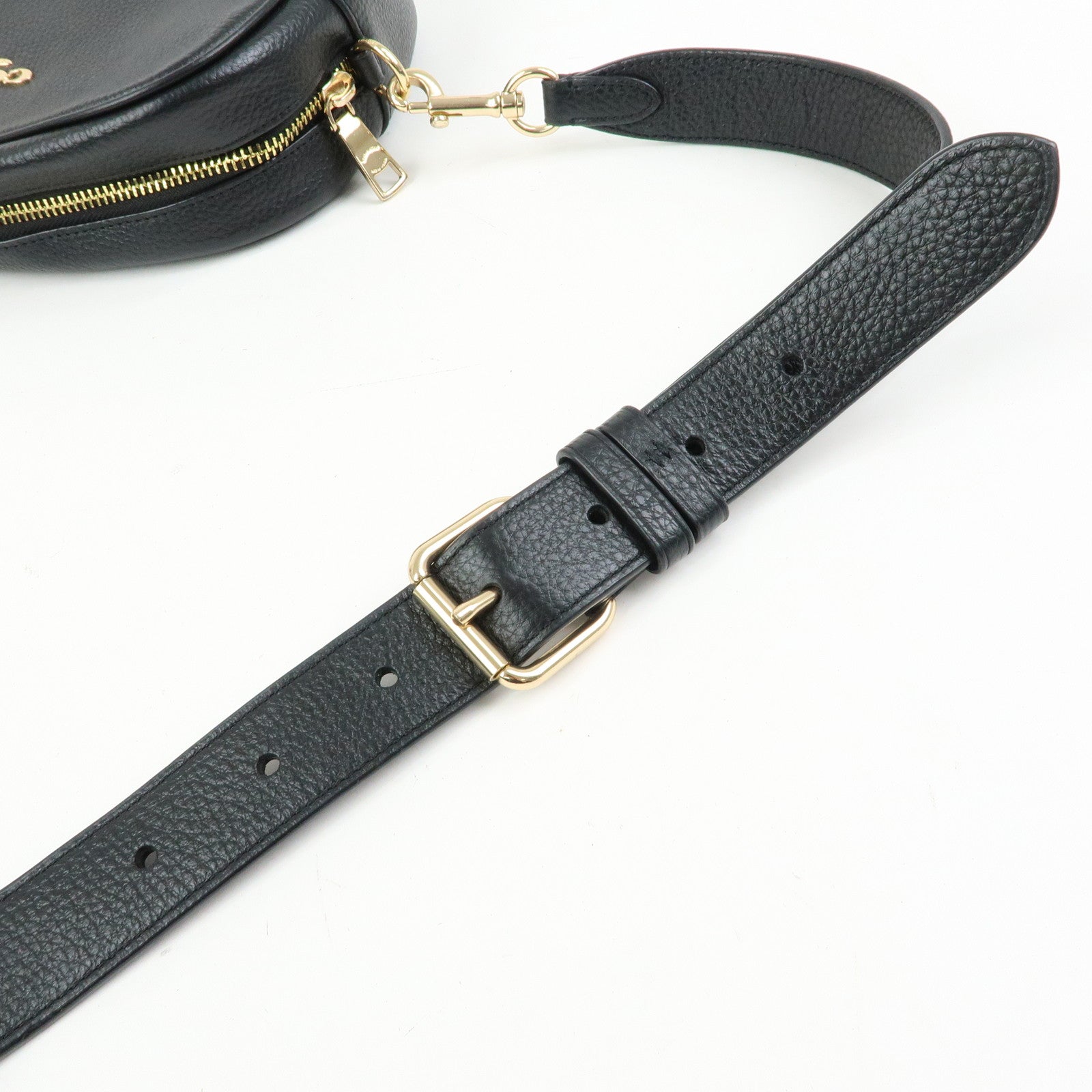 COACH Logo Leather Shoulder Crossbody Bag Black