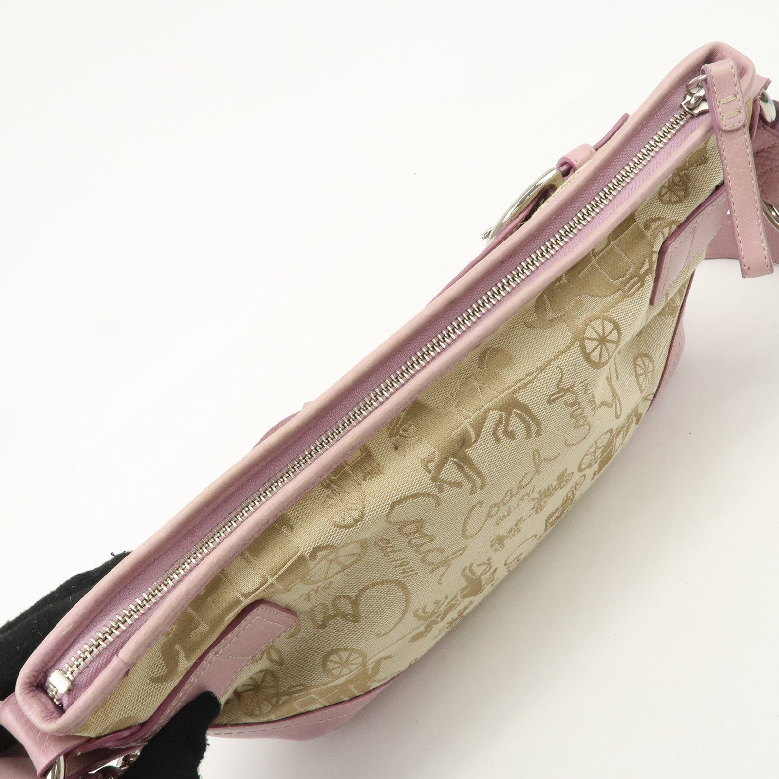 COACH Set of 2 Leather Canvas Shoulder Bag Black Lavender Beige Used