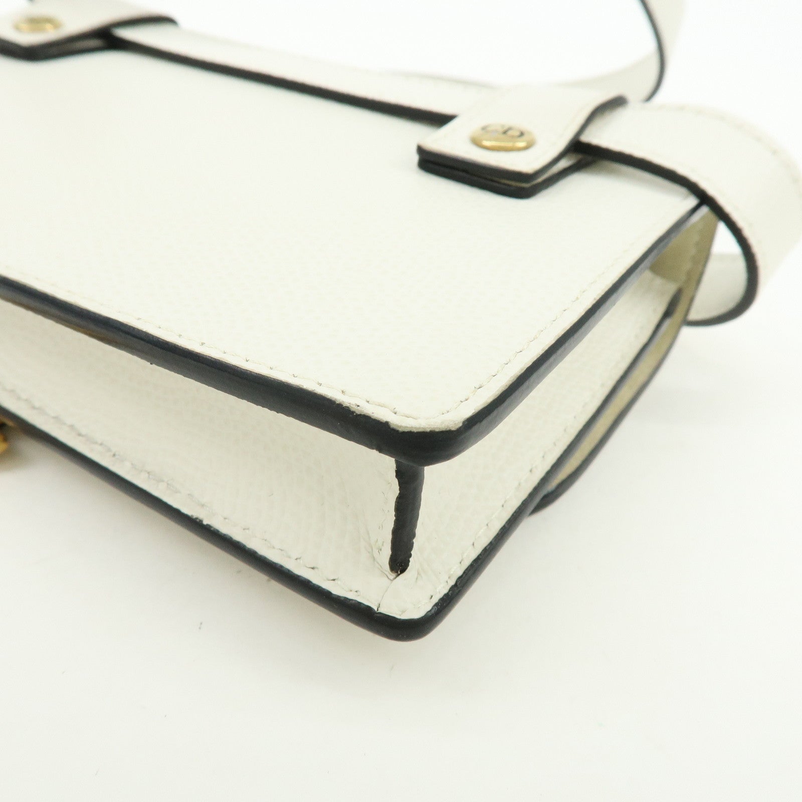 Christian Dior Saddle Calf Leather Waist Pouch Body Bag White
