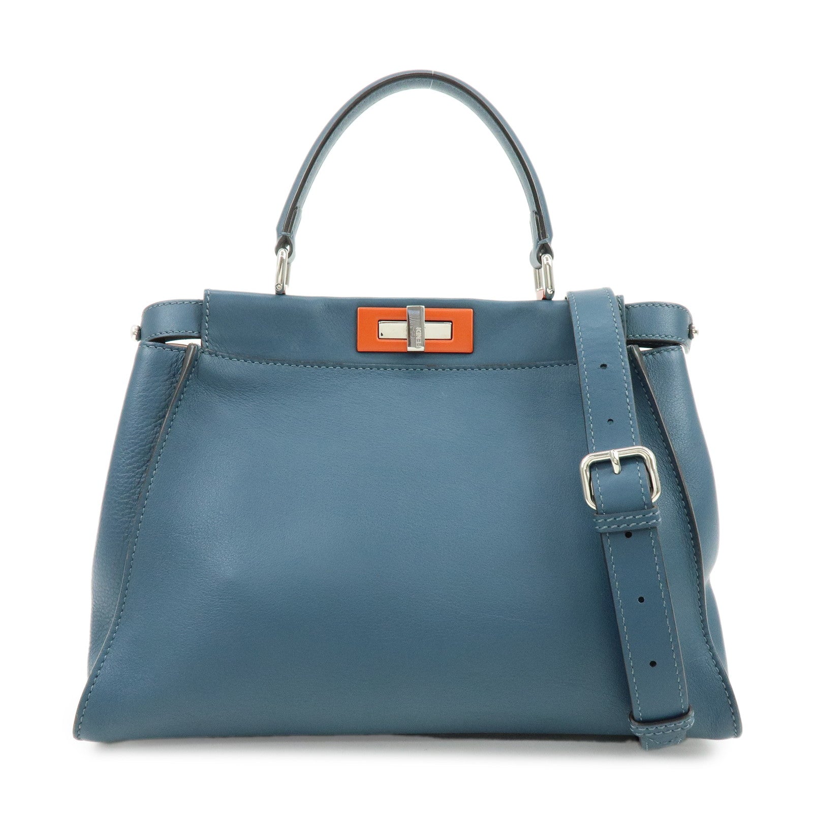 FENDI Peekaboo Calf Leather 2Way Bag Hand Bag Shoulder Bag 8BN290