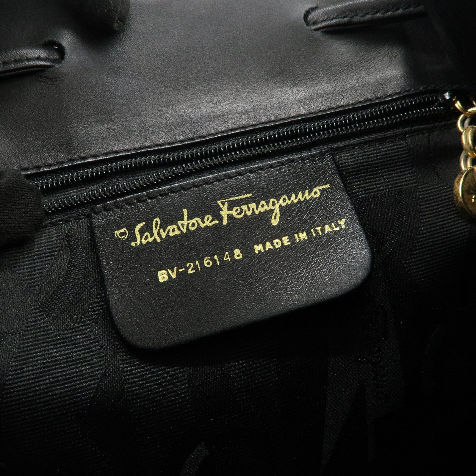 Ferragamo Gancini Leather Backpack Rucksack Black BV216148