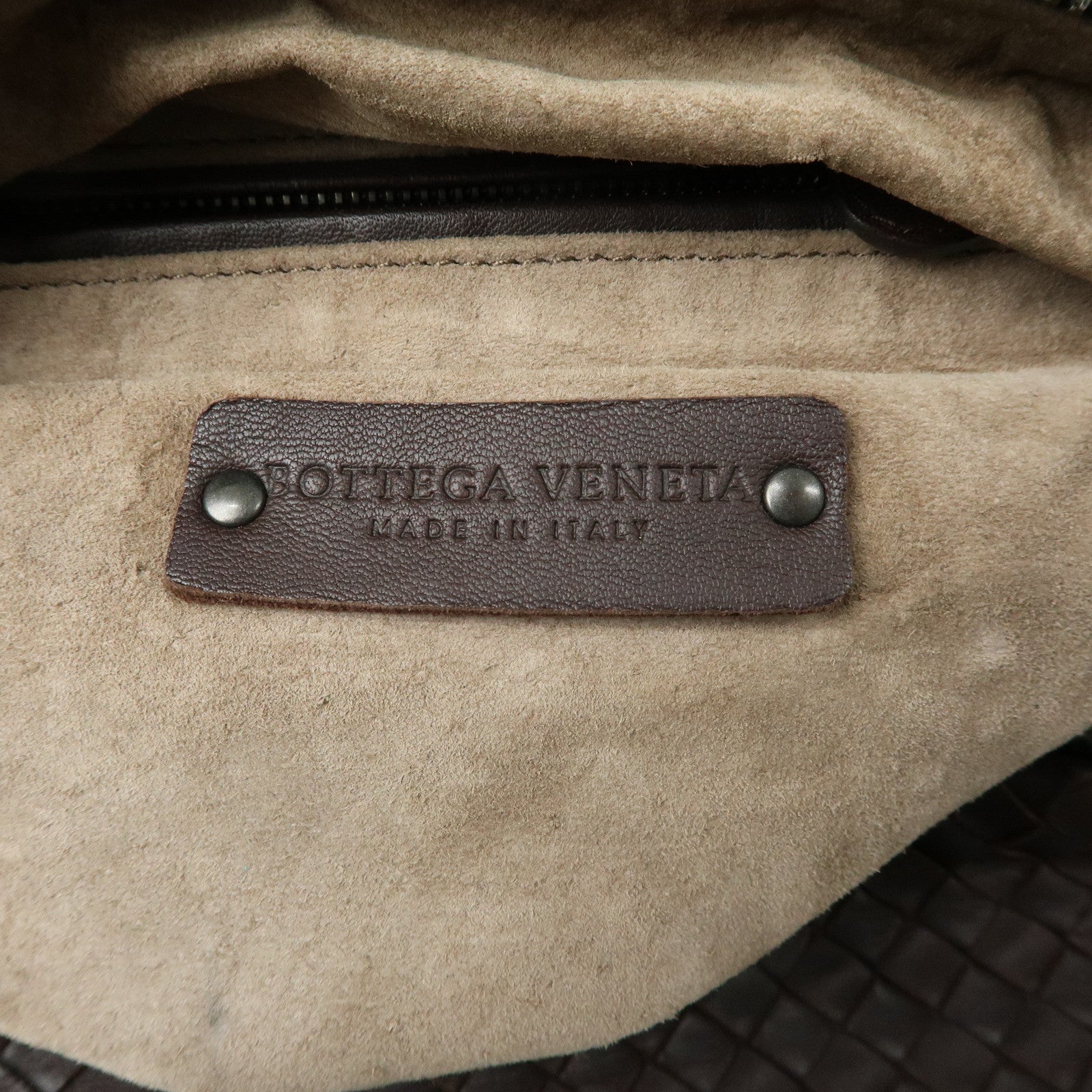 BOTTEGA VENETA Intrecciato Leather Shoulder Bag Brown 255693