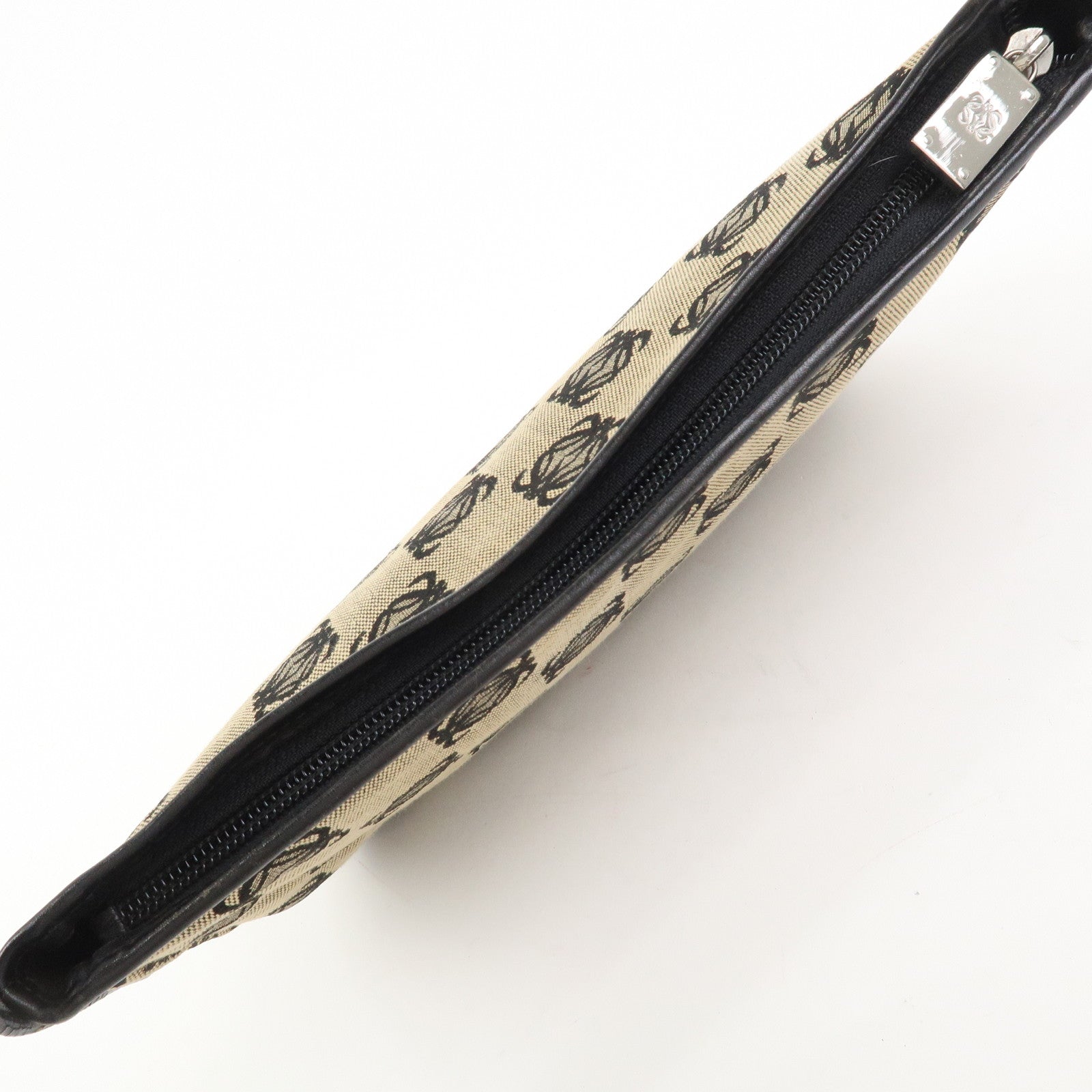 LOEWE Anagram Logo Canvas Leather Shoulder Bag Hand Bag Beige Black